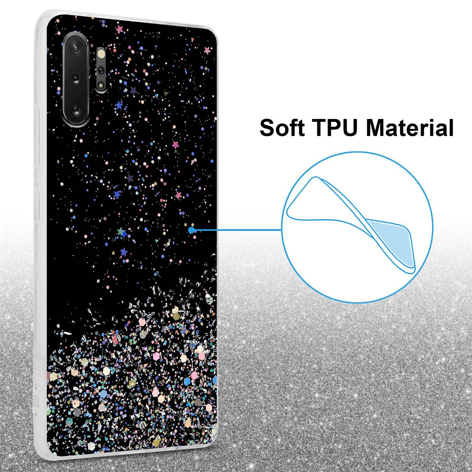 Cadorabo Hülle für Samsung Galaxy NOTE 10 PLUS Schutz Hülle in Schwarz Handyhülle TPU Etui Glitter Cover Case Glitzer