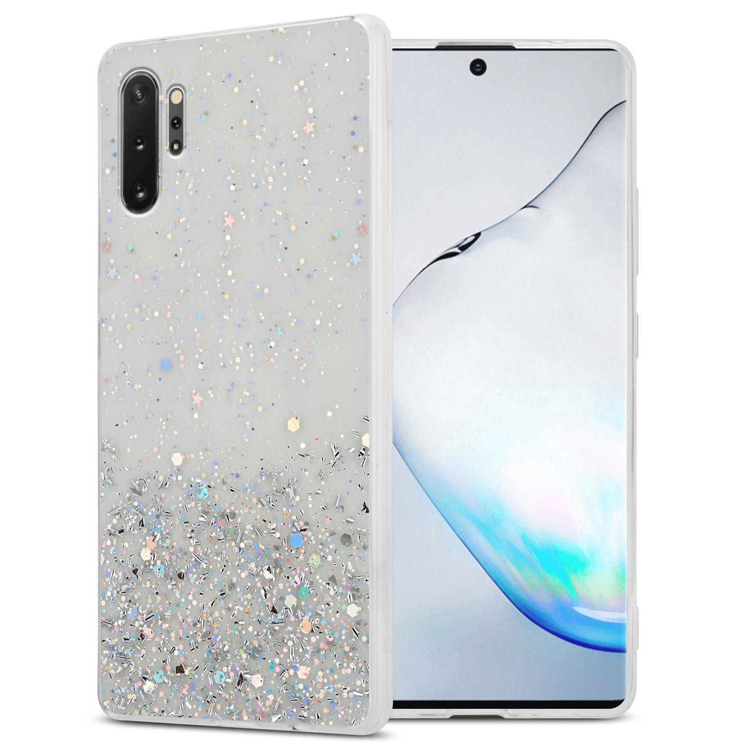 Cadorabo Hülle für Samsung Galaxy NOTE 10 PLUS Schutz Hülle in Transparent Handyhülle TPU Etui Glitter Cover Case