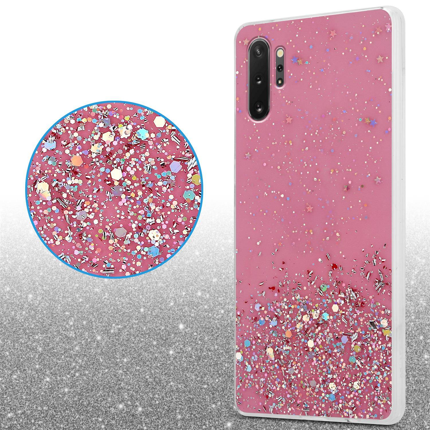 Cadorabo Hülle für Samsung Galaxy NOTE 10 PLUS Schutz Hülle in Rosa Handyhülle TPU Etui Glitter Cover Case Glitzer