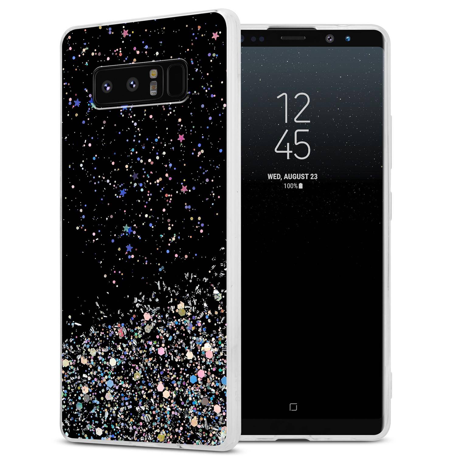 Cadorabo Hülle für Samsung Galaxy NOTE 8 Schutz Hülle in Schwarz Handyhülle TPU Etui Glitter Cover Case Glitzer