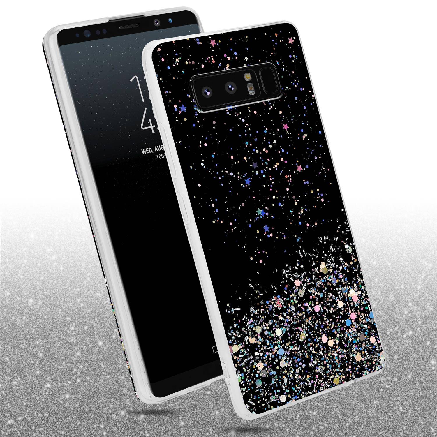 Cadorabo Hülle für Samsung Galaxy NOTE 8 Schutz Hülle in Schwarz Handyhülle TPU Etui Glitter Cover Case Glitzer