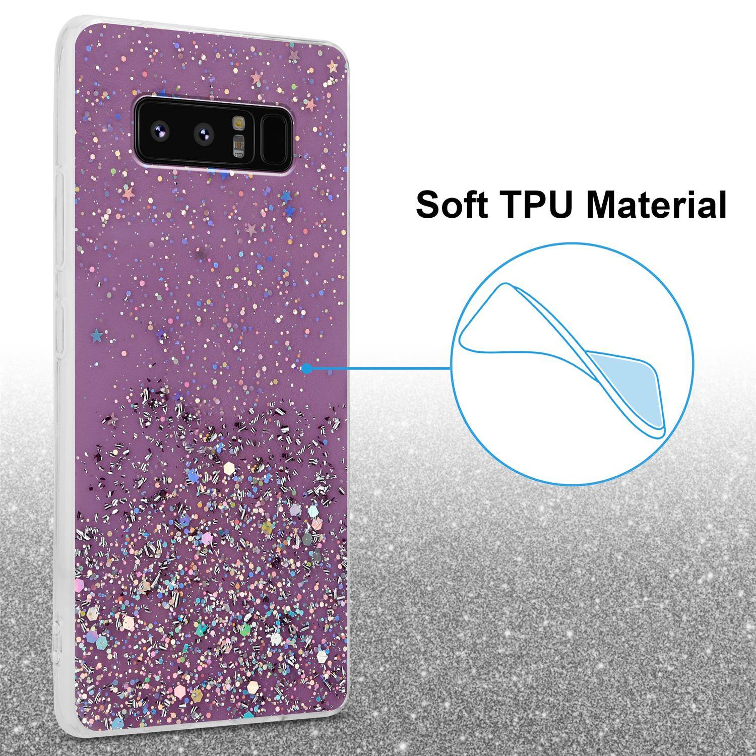 Cadorabo Hülle für Samsung Galaxy NOTE 8 Schutz Hülle in Lila Handyhülle TPU Etui Glitter Cover Case Glitzer