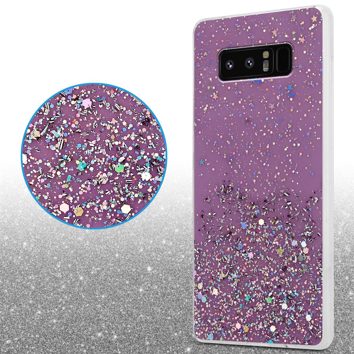 Cadorabo Hülle für Samsung Galaxy NOTE 8 Schutz Hülle in Lila Handyhülle TPU Etui Glitter Cover Case Glitzer