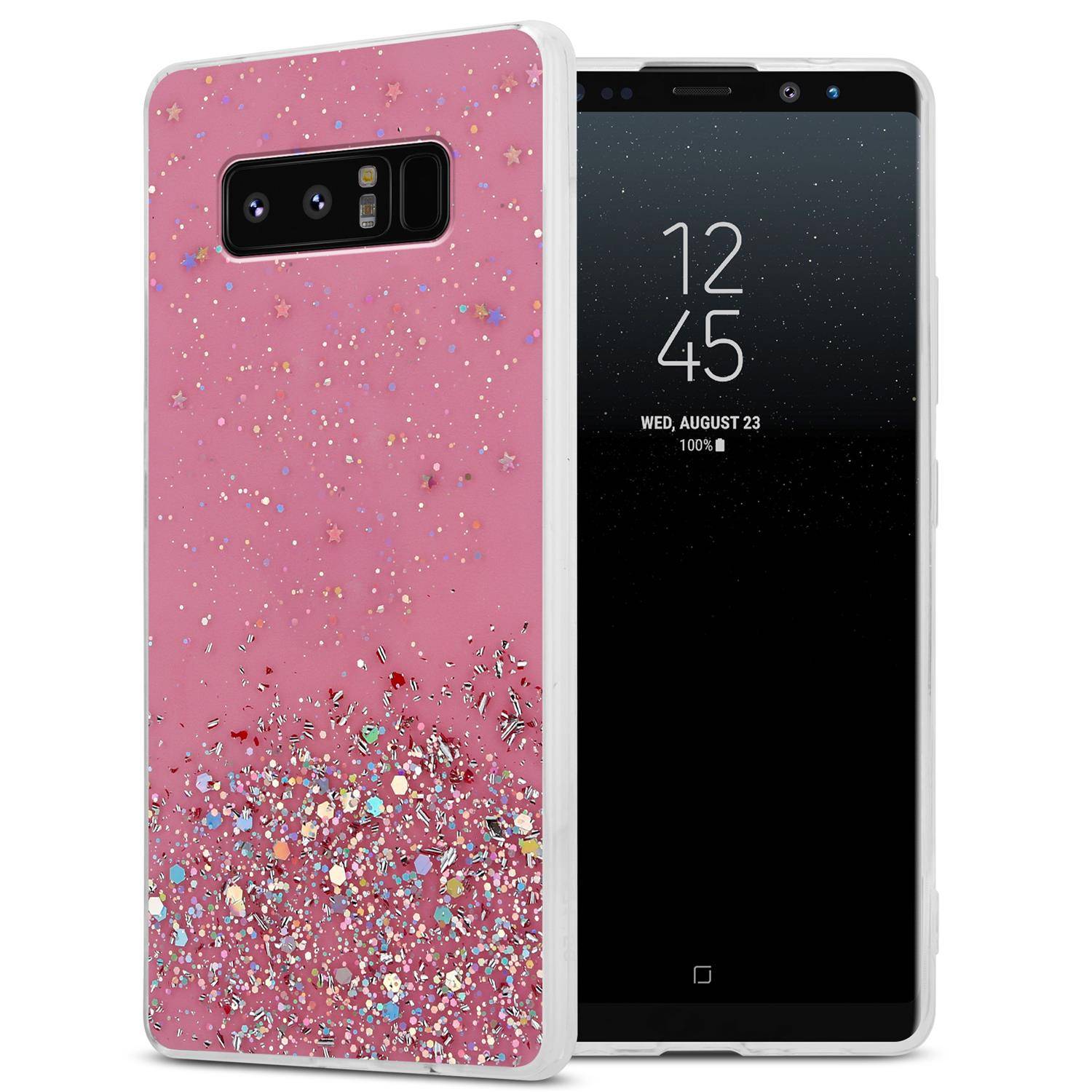 Cadorabo Hülle für Samsung Galaxy NOTE 8 Schutz Hülle in Rosa Handyhülle TPU Etui Glitter Cover Case Glitzer
