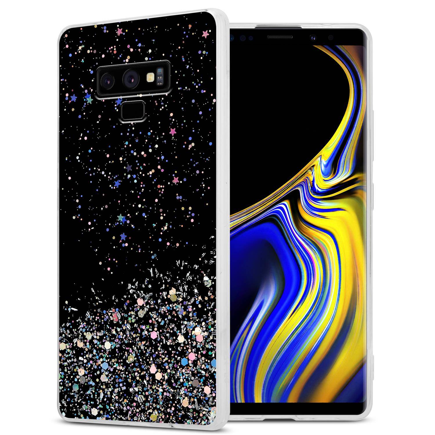 Cadorabo Hülle für Samsung Galaxy NOTE 9 Schutz Hülle in Schwarz Handyhülle TPU Etui Glitter Cover Case Glitzer