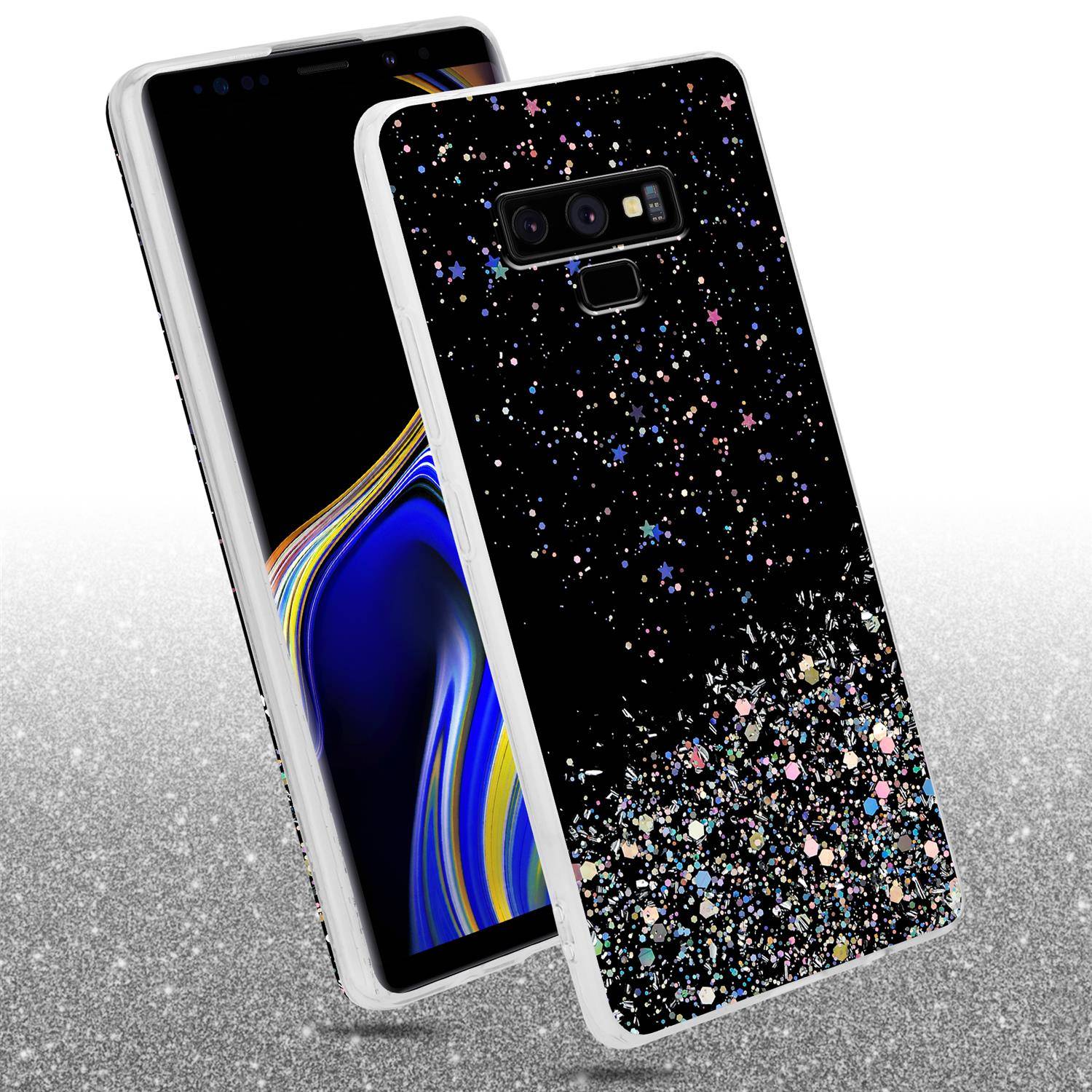 Cadorabo Hülle für Samsung Galaxy NOTE 9 Schutz Hülle in Schwarz Handyhülle TPU Etui Glitter Cover Case Glitzer