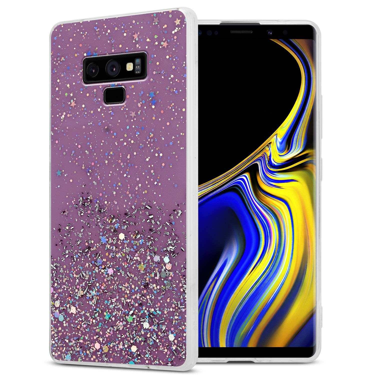 Cadorabo Hülle für Samsung Galaxy NOTE 9 Schutz Hülle in Lila Handyhülle TPU Etui Glitter Cover Case Glitzer