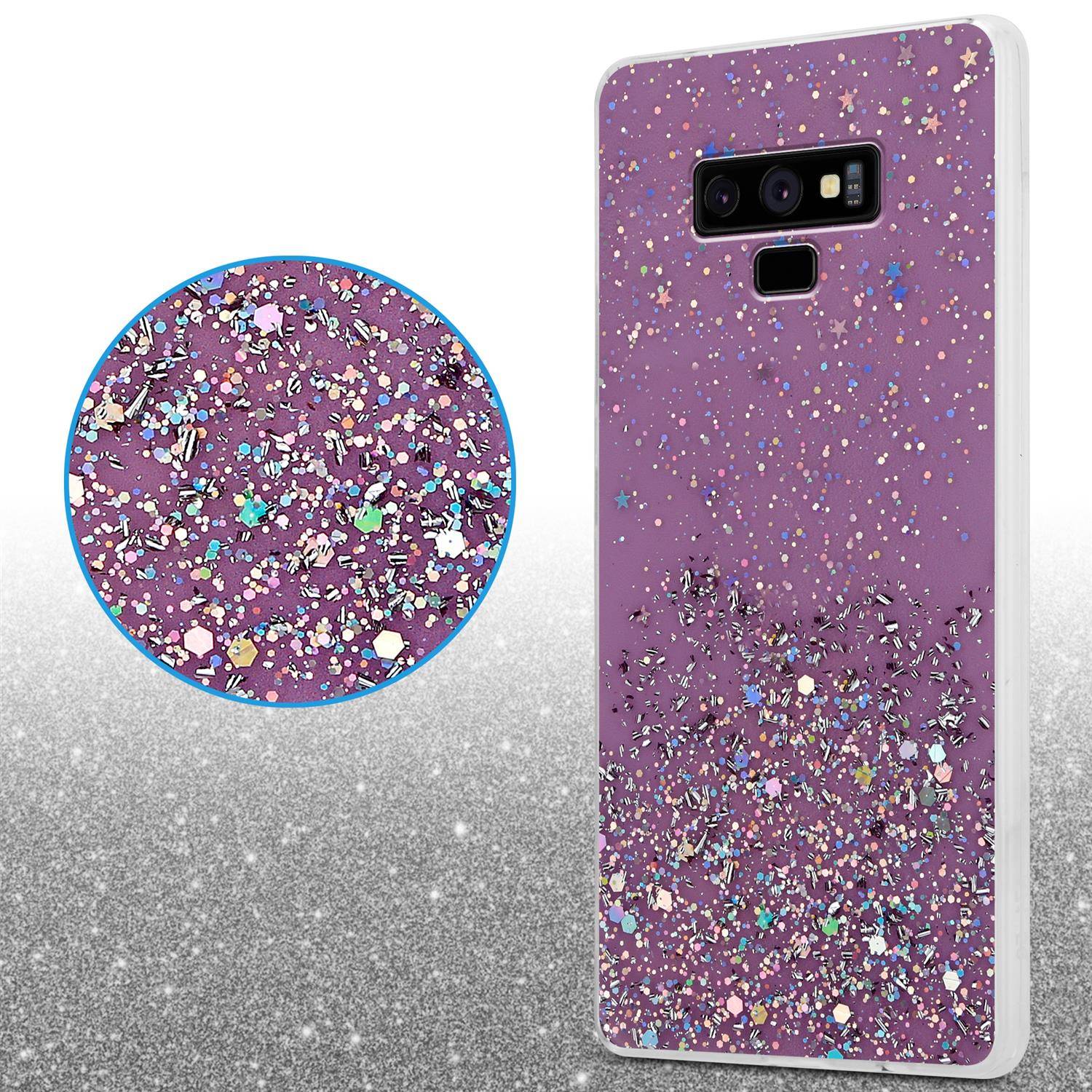 Cadorabo Hülle für Samsung Galaxy NOTE 9 Schutz Hülle in Lila Handyhülle TPU Etui Glitter Cover Case Glitzer