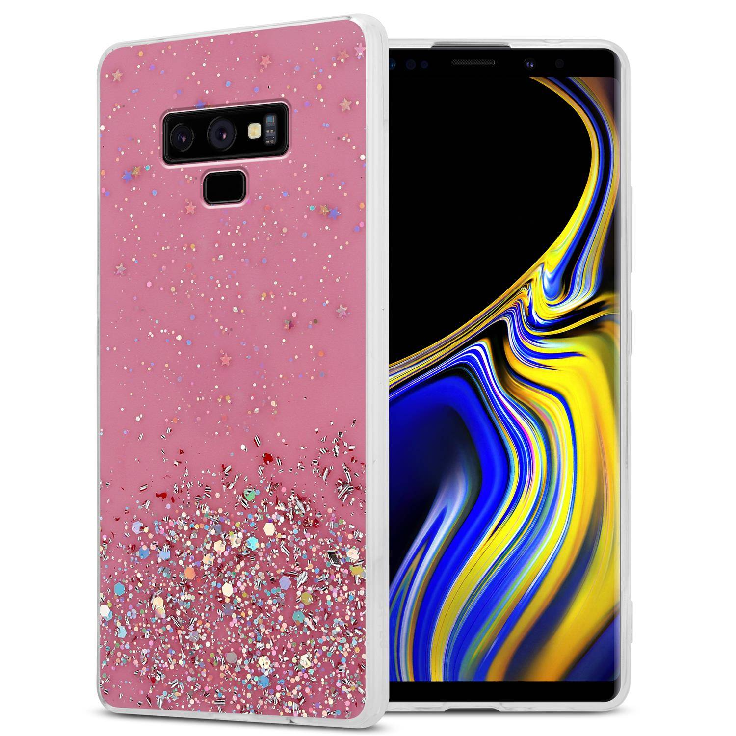 Cadorabo Hülle für Samsung Galaxy NOTE 9 Schutz Hülle in Rosa Handyhülle TPU Etui Glitter Cover Case Glitzer
