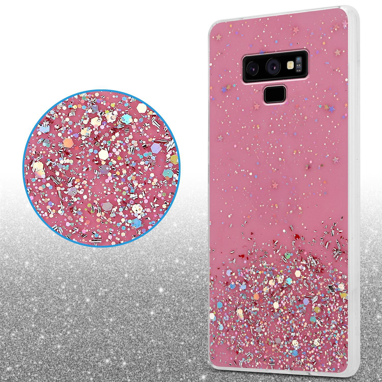 Cadorabo Hülle für Samsung Galaxy NOTE 9 Schutz Hülle in Rosa Handyhülle TPU Etui Glitter Cover Case Glitzer
