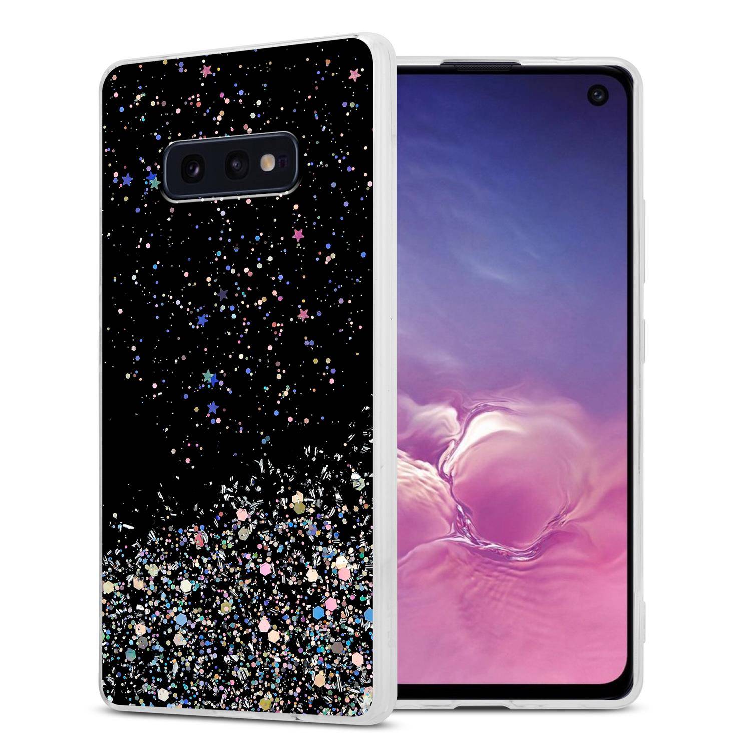 Cadorabo Hülle für Samsung Galaxy S10e Schutz Hülle in Schwarz Handyhülle TPU Etui Glitter Cover Case Glitzer