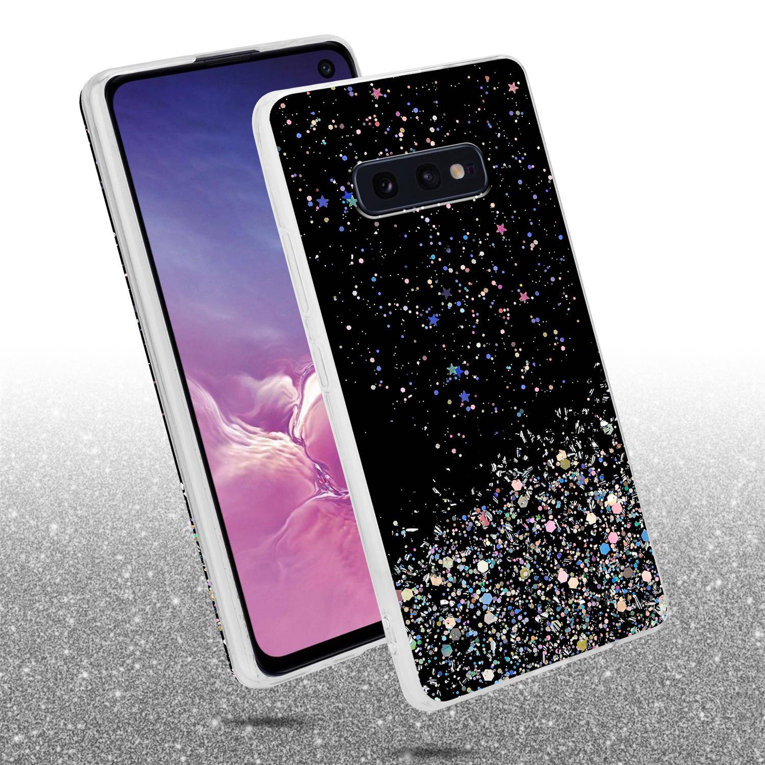 Cadorabo Hülle für Samsung Galaxy S10e Schutz Hülle in Schwarz Handyhülle TPU Etui Glitter Cover Case Glitzer