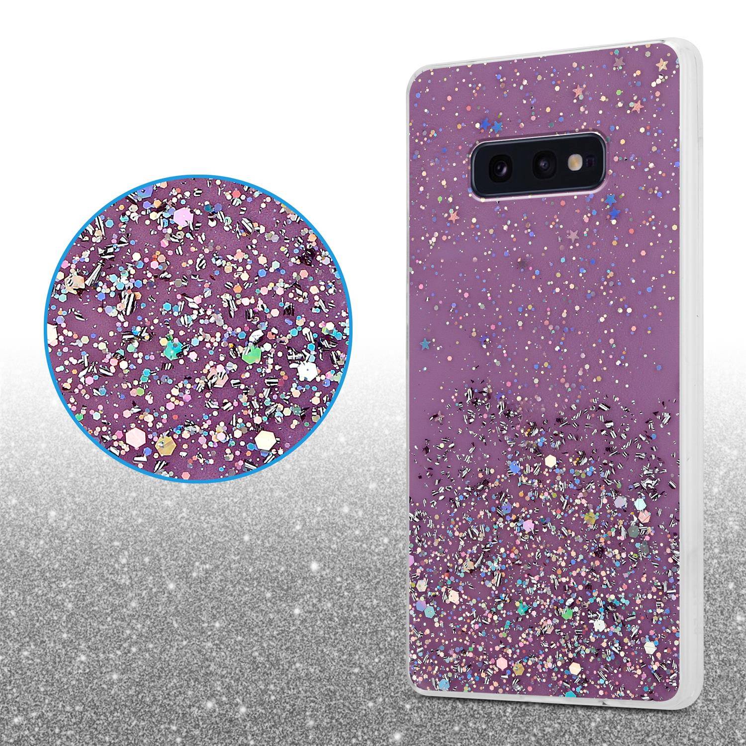 Cadorabo Hülle für Samsung Galaxy S10e Schutz Hülle in Lila Handyhülle TPU Etui Glitter Cover Case Glitzer