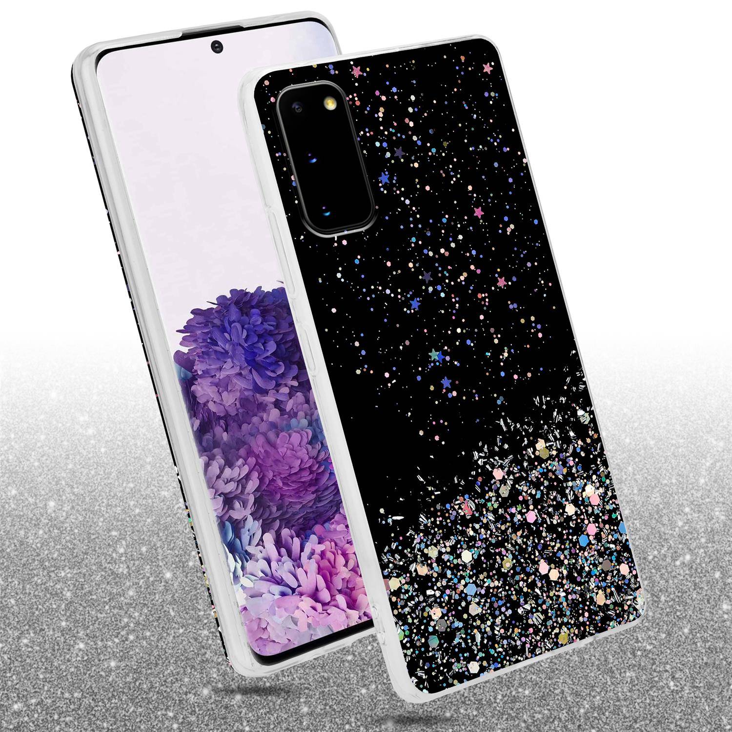 Cadorabo Hülle für Samsung Galaxy S20 Schutz Hülle in Schwarz Handyhülle TPU Etui Glitter Cover Case Glitzer