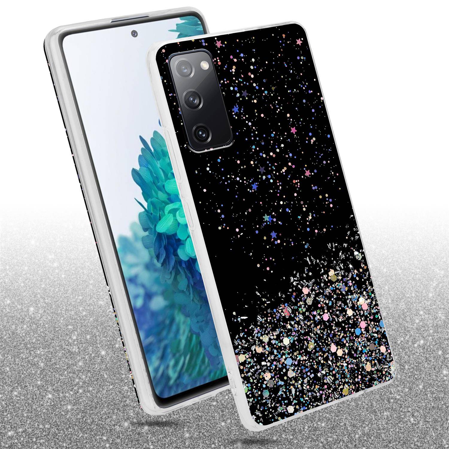 Cadorabo Hülle für Samsung Galaxy S20 FE Schutz Hülle in Schwarz Handyhülle TPU Etui Glitter Cover Case Glitzer