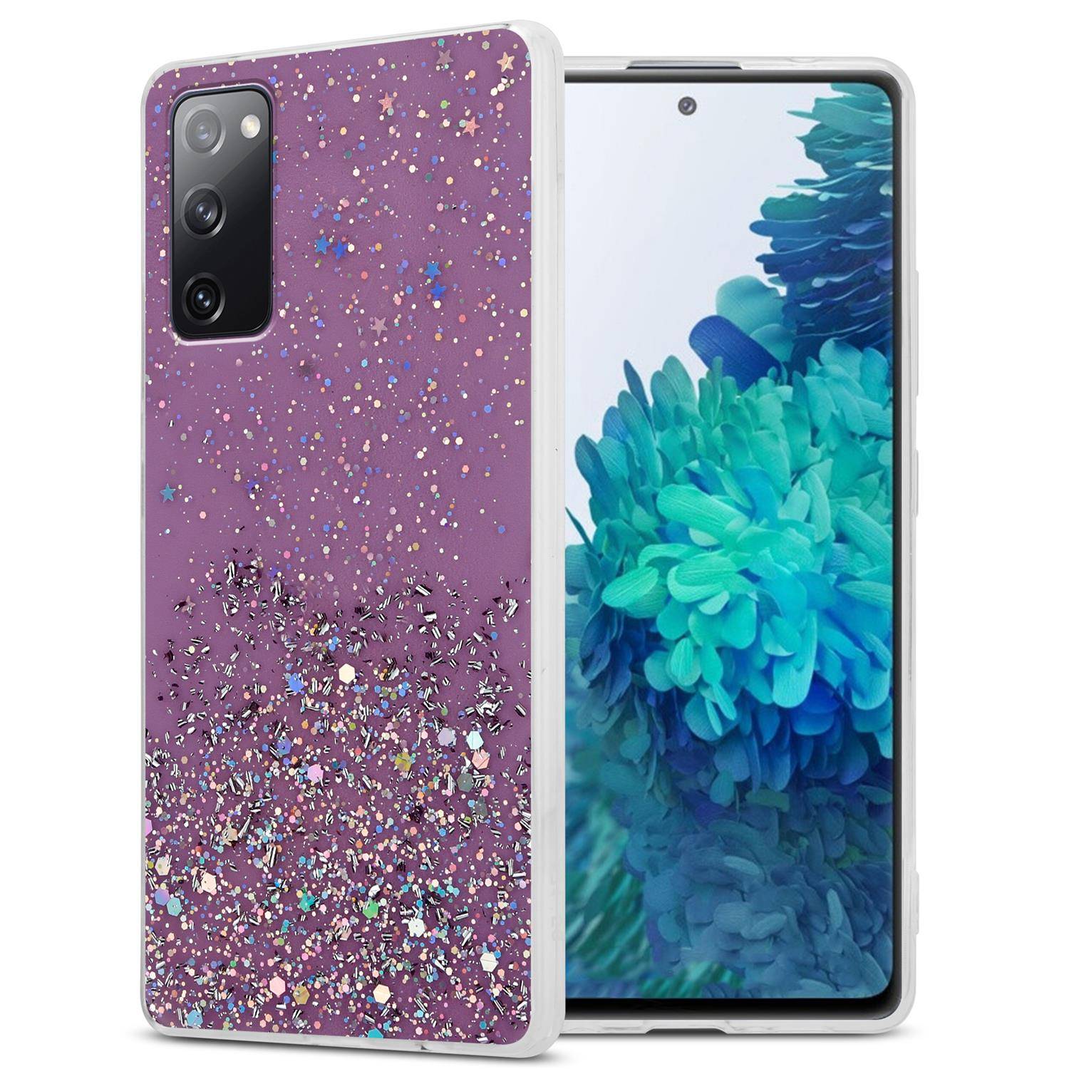 Cadorabo Hülle für Samsung Galaxy S20 FE Schutz Hülle in Lila Handyhülle TPU Etui Glitter Cover Case Glitzer