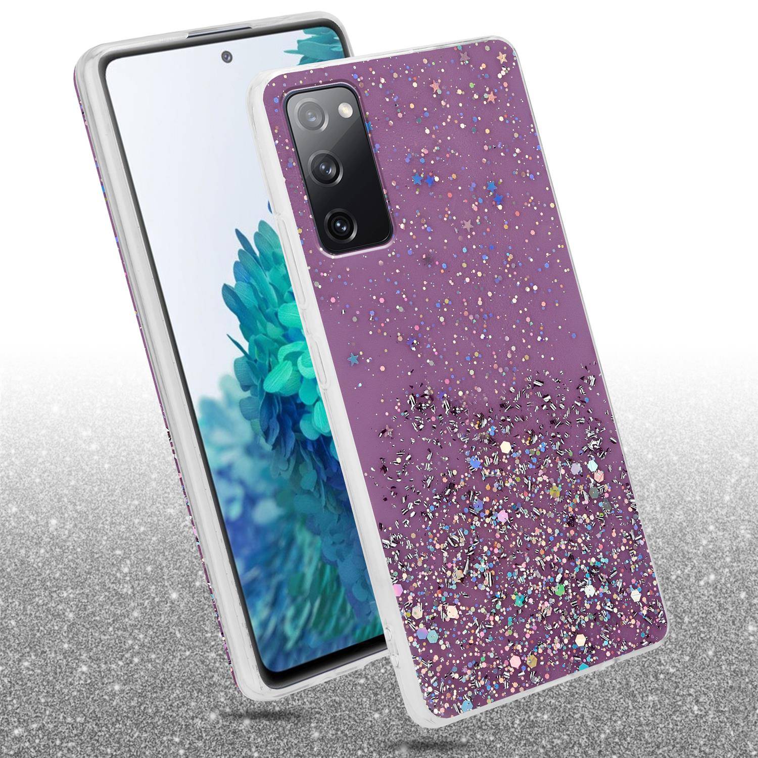 Cadorabo Hülle für Samsung Galaxy S20 FE Schutz Hülle in Lila Handyhülle TPU Etui Glitter Cover Case Glitzer