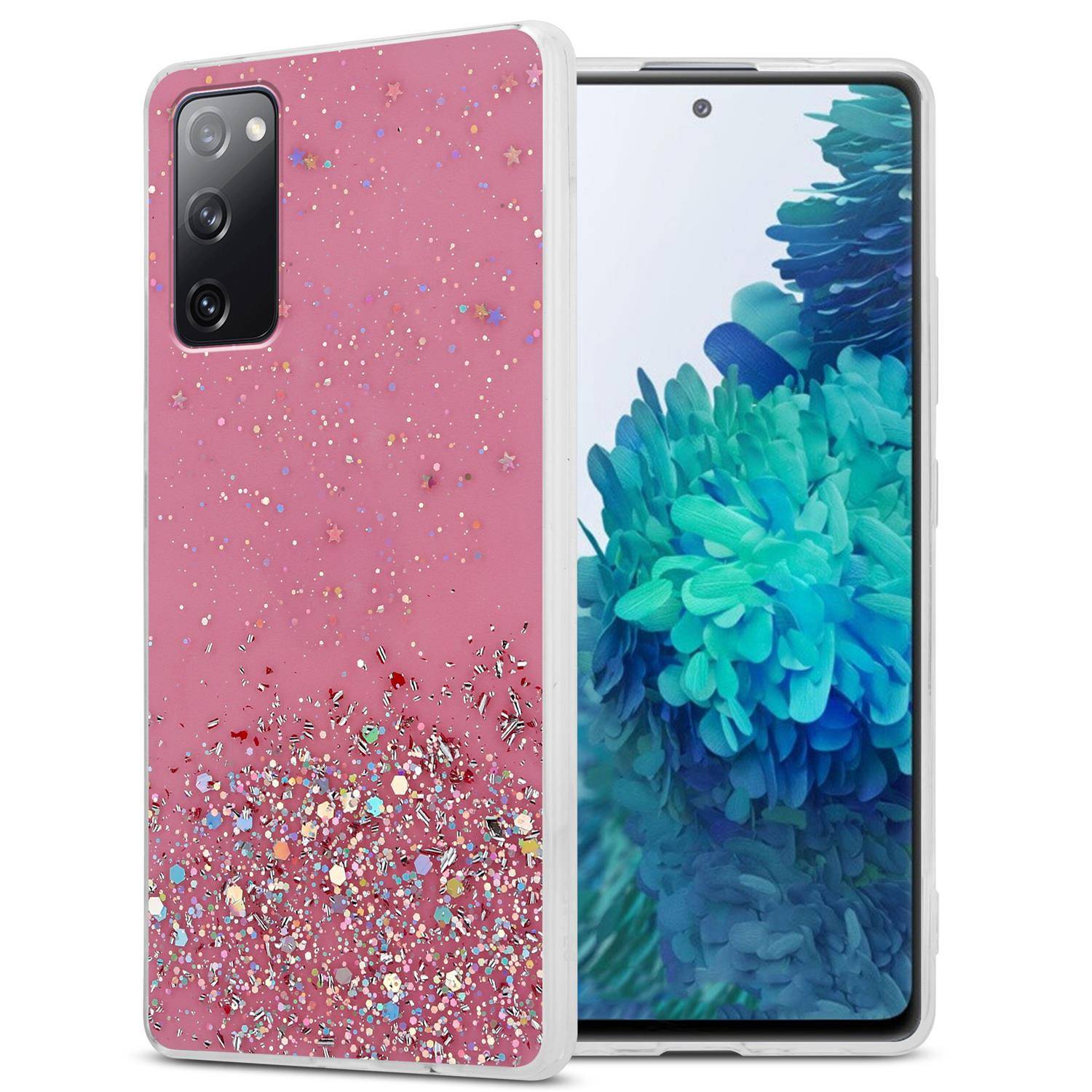 Cadorabo Hülle für Samsung Galaxy S20 FE Schutz Hülle in Rosa Handyhülle TPU Etui Glitter Cover Case Glitzer