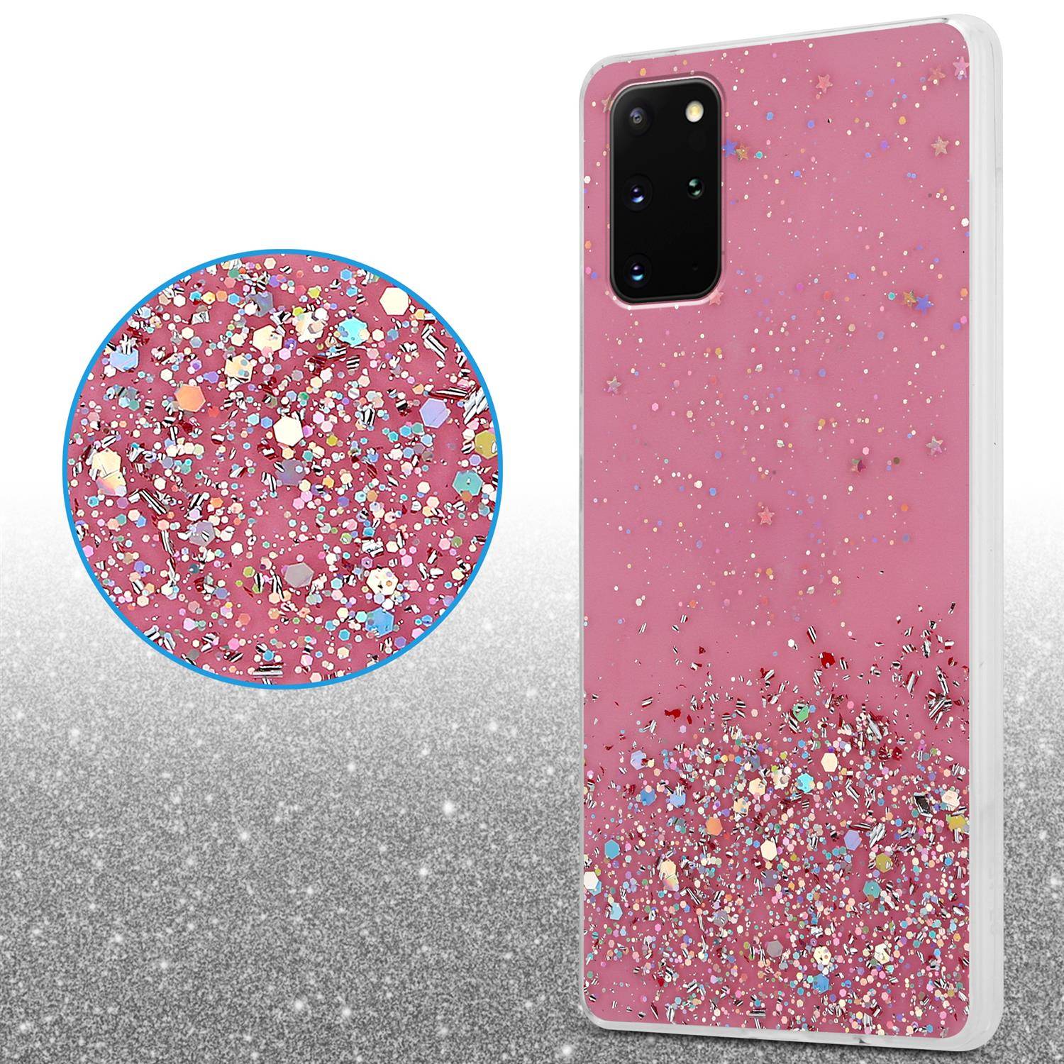 Cadorabo Hülle für Samsung Galaxy S20 PLUS Schutz Hülle in Rosa Handyhülle TPU Etui Glitter Cover Case Glitzer