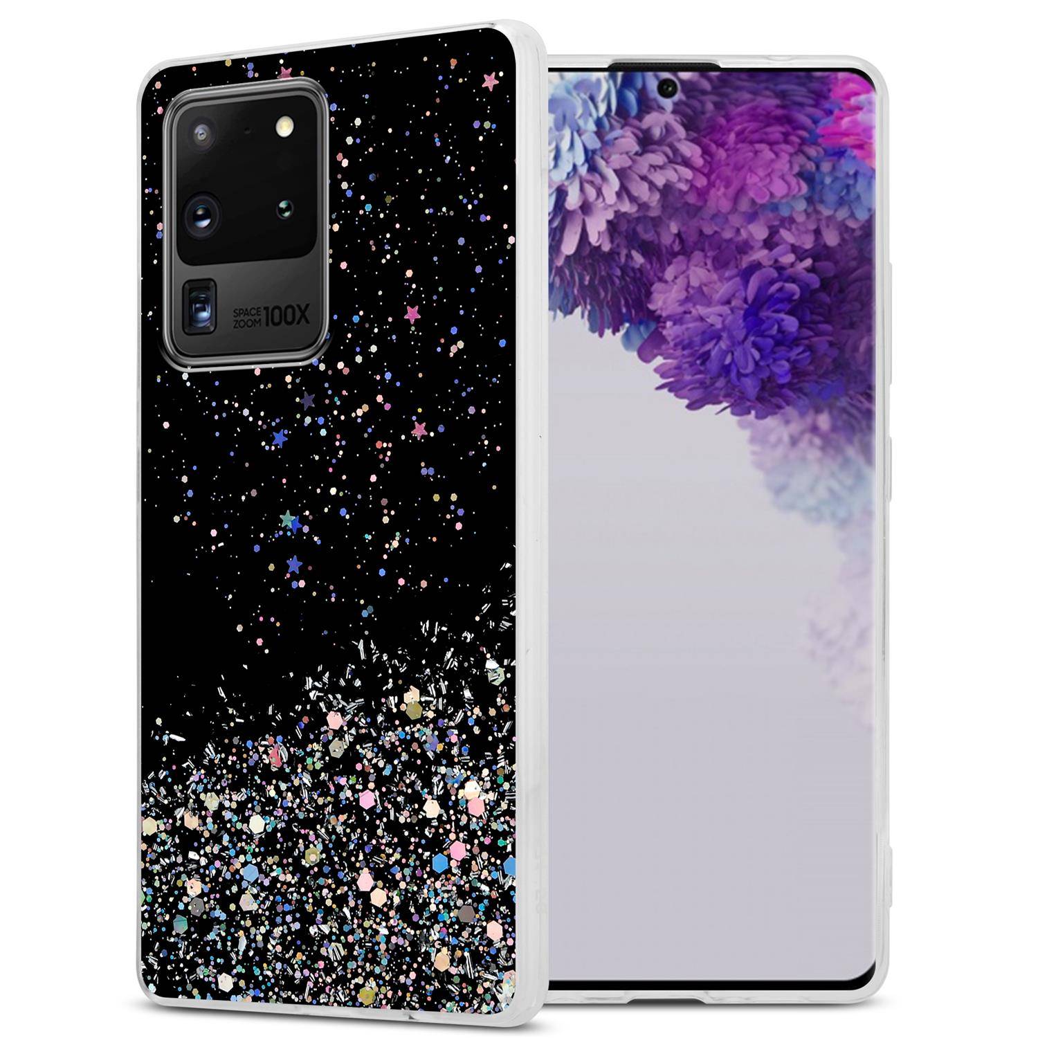 Cadorabo Hülle für Samsung Galaxy S20 ULTRA Schutz Hülle in Schwarz Handyhülle TPU Etui Glitter Cover Case Glitzer