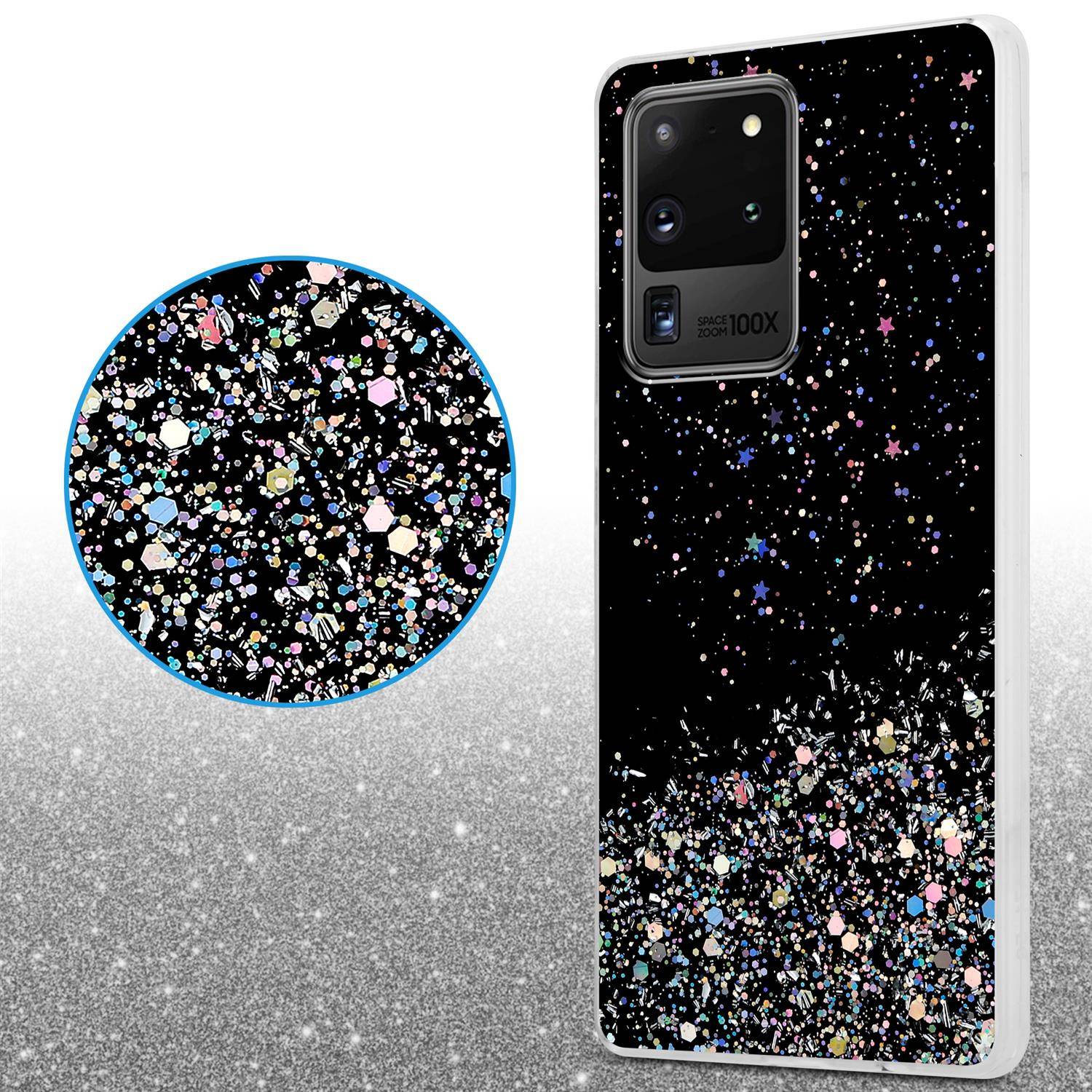 Cadorabo Hülle für Samsung Galaxy S20 ULTRA Schutz Hülle in Schwarz Handyhülle TPU Etui Glitter Cover Case Glitzer