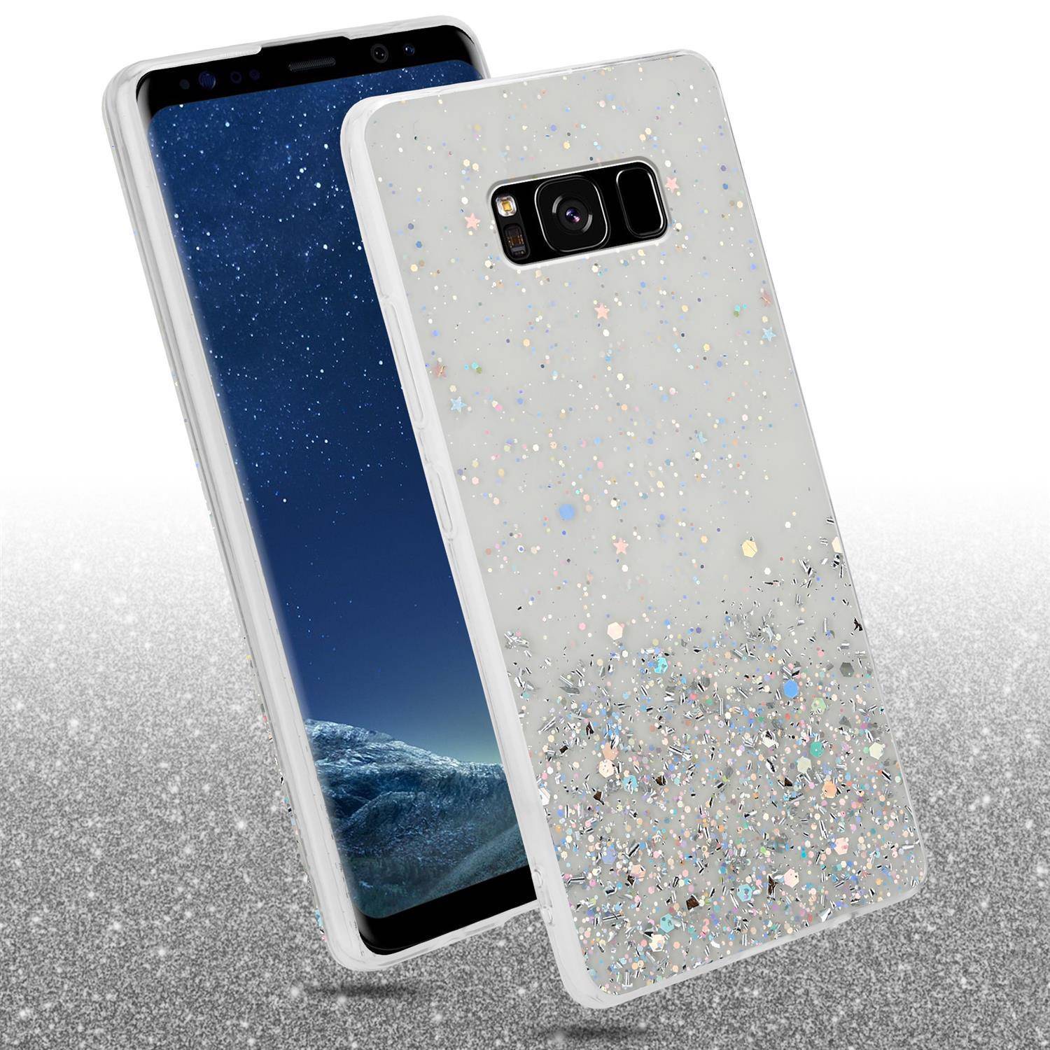 Cadorabo Hülle für Samsung Galaxy S8 Schutz Hülle in Transparent Handyhülle TPU Etui Glitter Cover Case Glitzer