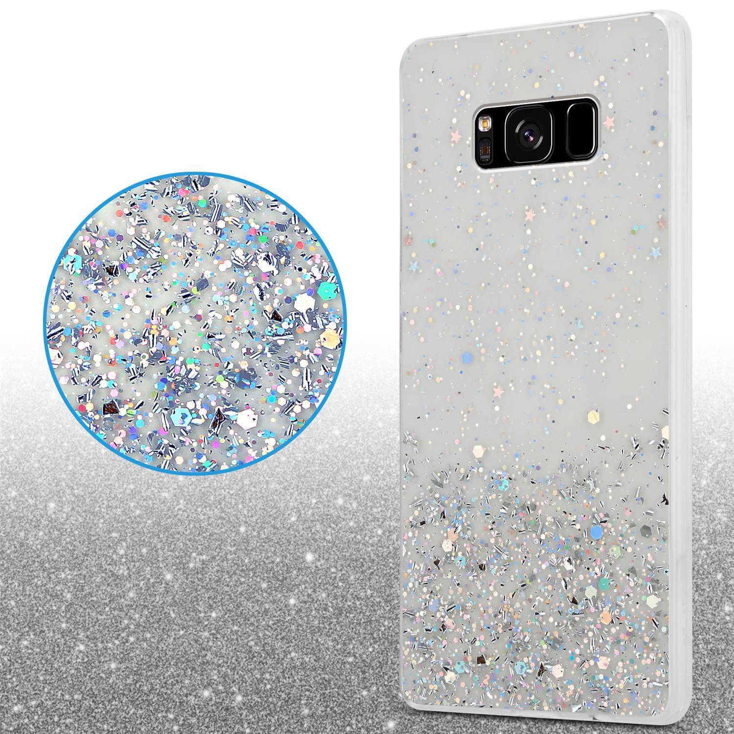 Cadorabo Hülle für Samsung Galaxy S8 Schutz Hülle in Transparent Handyhülle TPU Etui Glitter Cover Case Glitzer