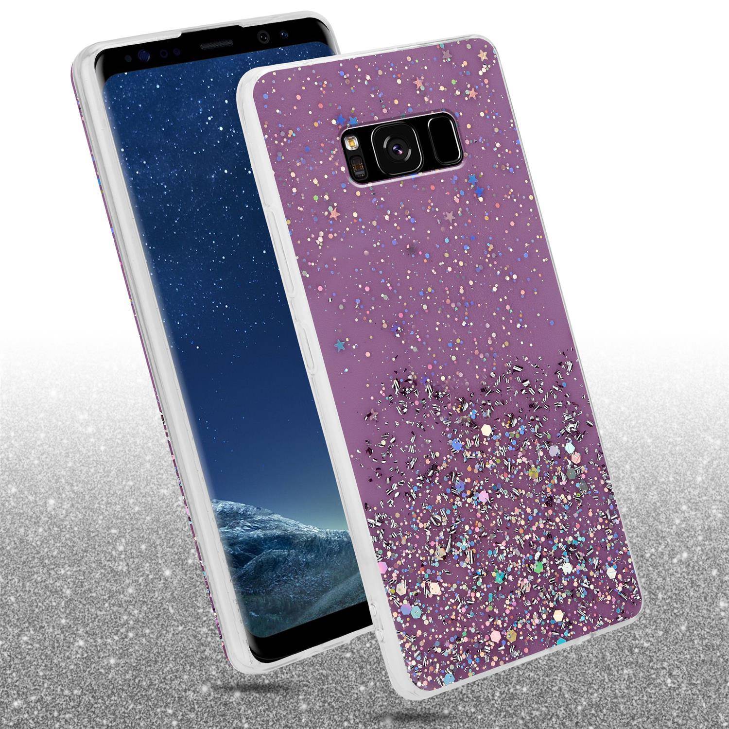 Cadorabo Hülle für Samsung Galaxy S8 Schutz Hülle in Lila Handyhülle TPU Etui Glitter Cover Case Glitzer