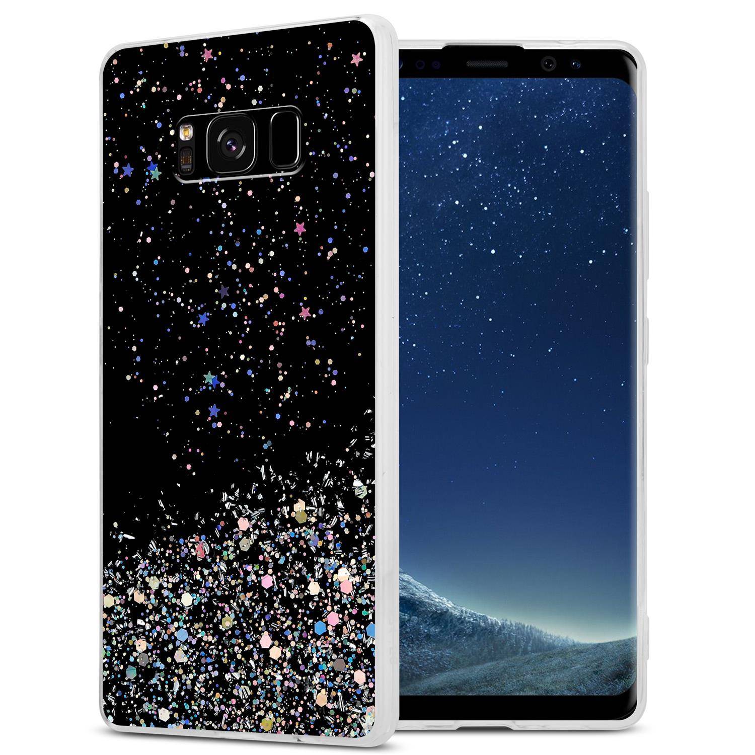 Cadorabo Hülle für Samsung Galaxy S8 PLUS Schutz Hülle in Schwarz Handyhülle TPU Etui Glitter Cover Case Glitzer