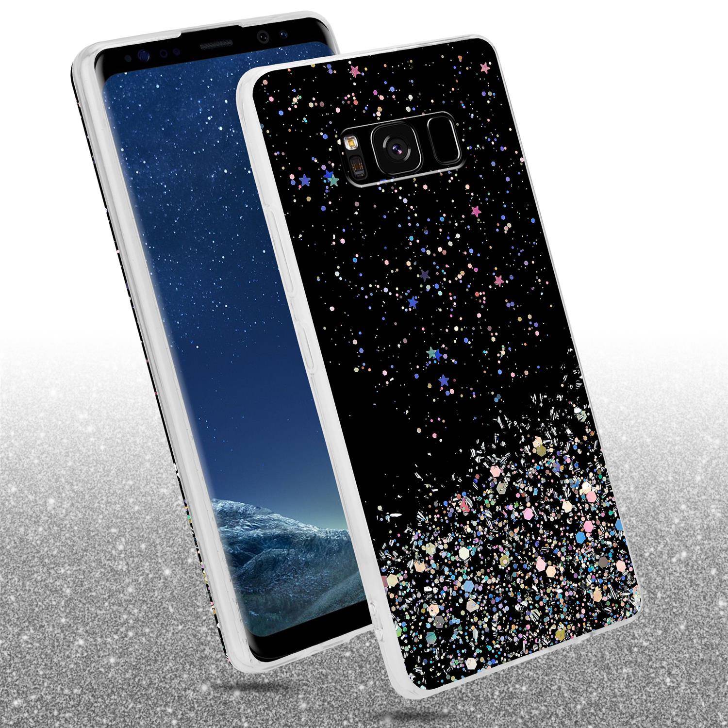 Cadorabo Hülle für Samsung Galaxy S8 PLUS Schutz Hülle in Schwarz Handyhülle TPU Etui Glitter Cover Case Glitzer