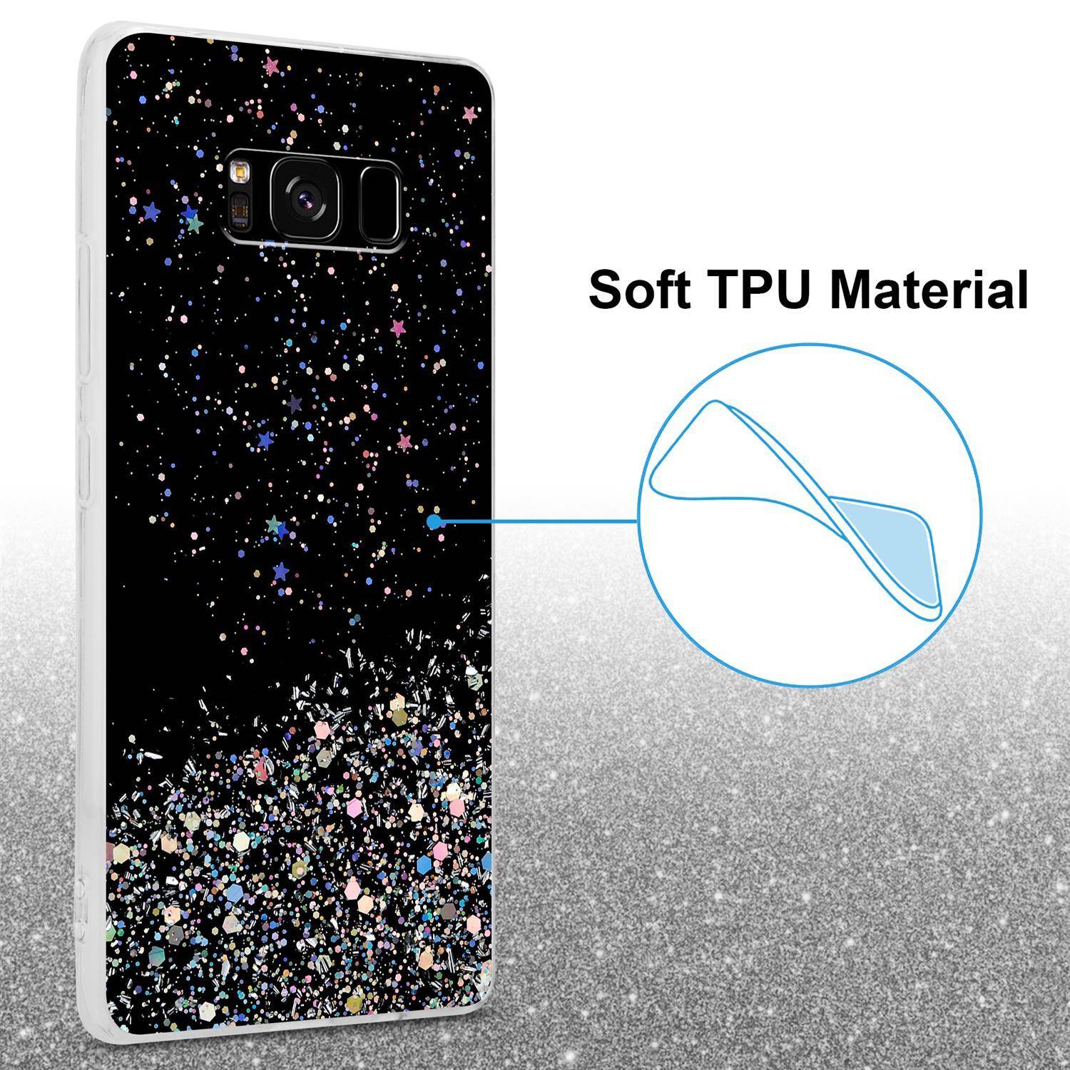 Cadorabo Hülle für Samsung Galaxy S8 PLUS Schutz Hülle in Schwarz Handyhülle TPU Etui Glitter Cover Case Glitzer