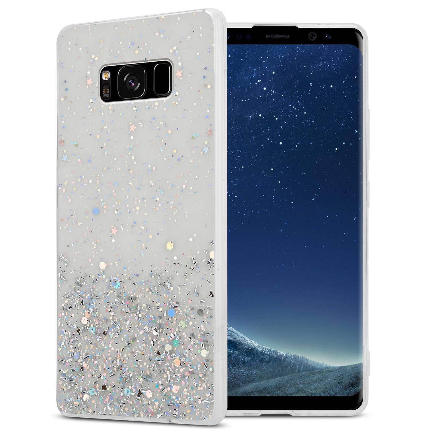 Cadorabo Hülle für Samsung Galaxy S8 PLUS Schutz Hülle in Transparent Handyhülle TPU Etui Glitter Cover Case Glitzer