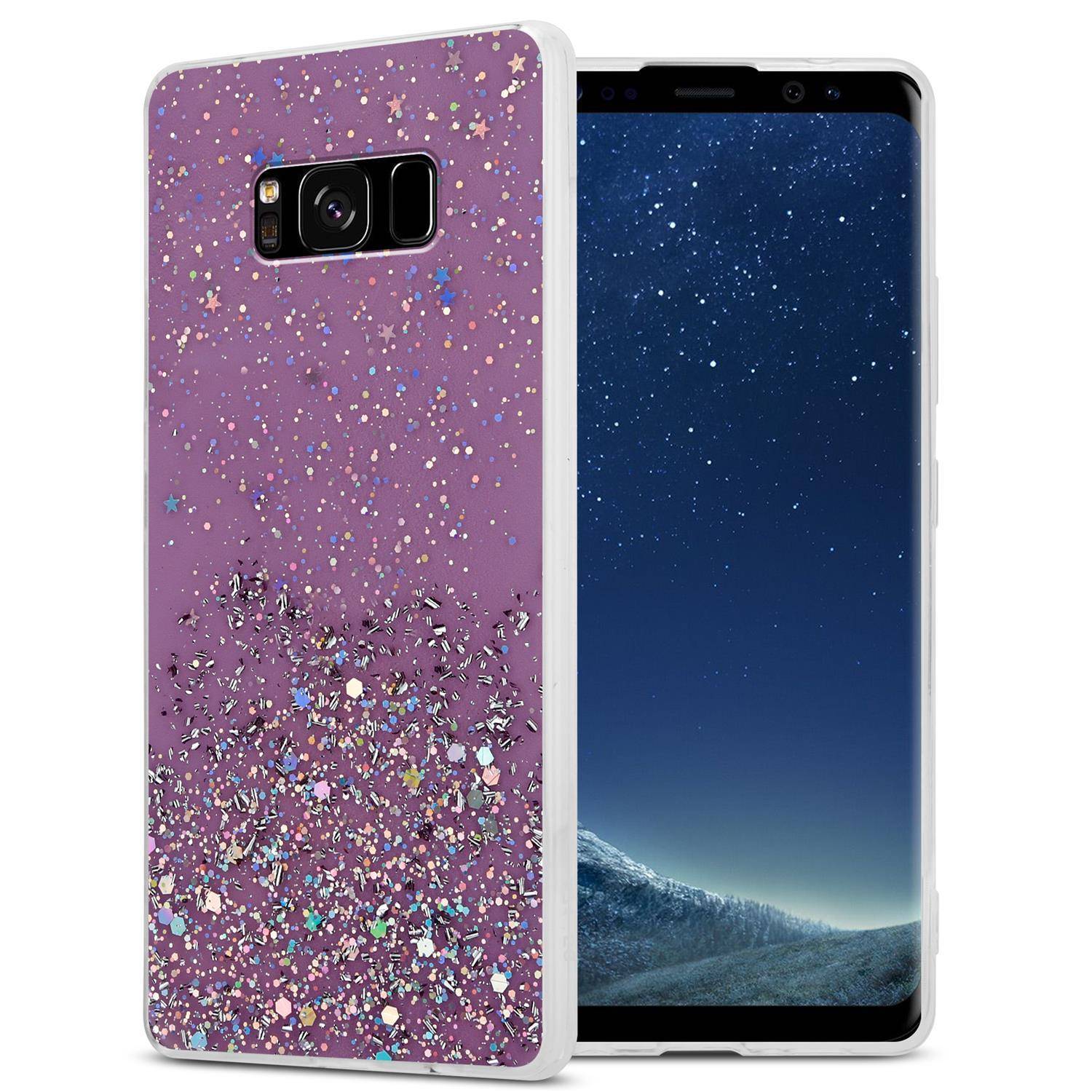 Cadorabo Hülle für Samsung Galaxy S8 PLUS Schutz Hülle in Lila Handyhülle TPU Etui Glitter Cover Case Glitzer