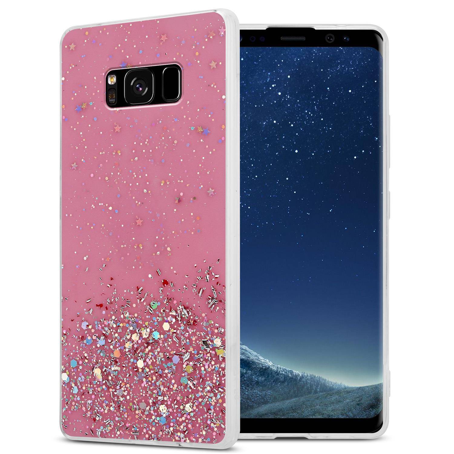 Cadorabo Hülle für Samsung Galaxy S8 PLUS Schutz Hülle in Rosa Handyhülle TPU Etui Glitter Cover Case Glitzer