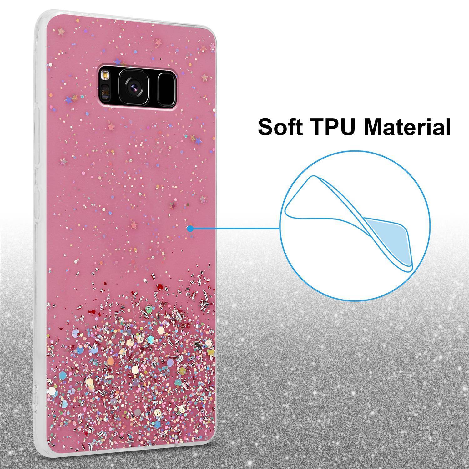 Cadorabo Hülle für Samsung Galaxy S8 PLUS Schutz Hülle in Rosa Handyhülle TPU Etui Glitter Cover Case Glitzer