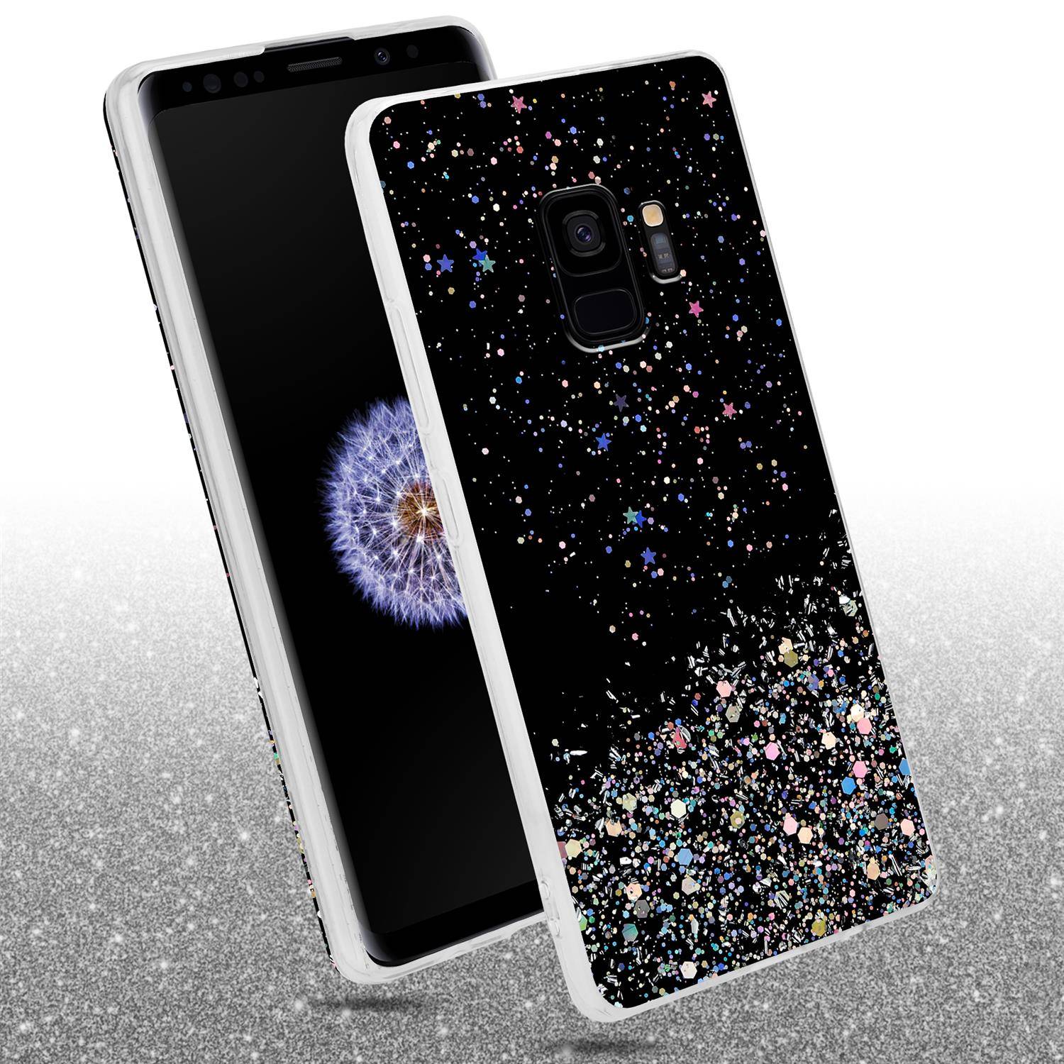 Cadorabo Hülle für Samsung Galaxy S9 Schutz Hülle in Schwarz Handyhülle TPU Etui Glitter Cover Case Glitzer