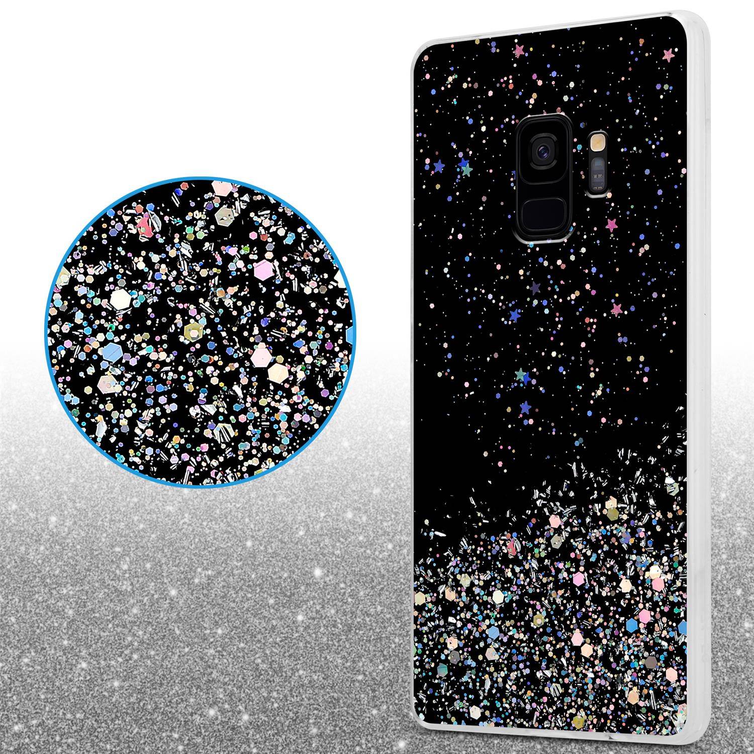 Cadorabo Hülle für Samsung Galaxy S9 Schutz Hülle in Schwarz Handyhülle TPU Etui Glitter Cover Case Glitzer