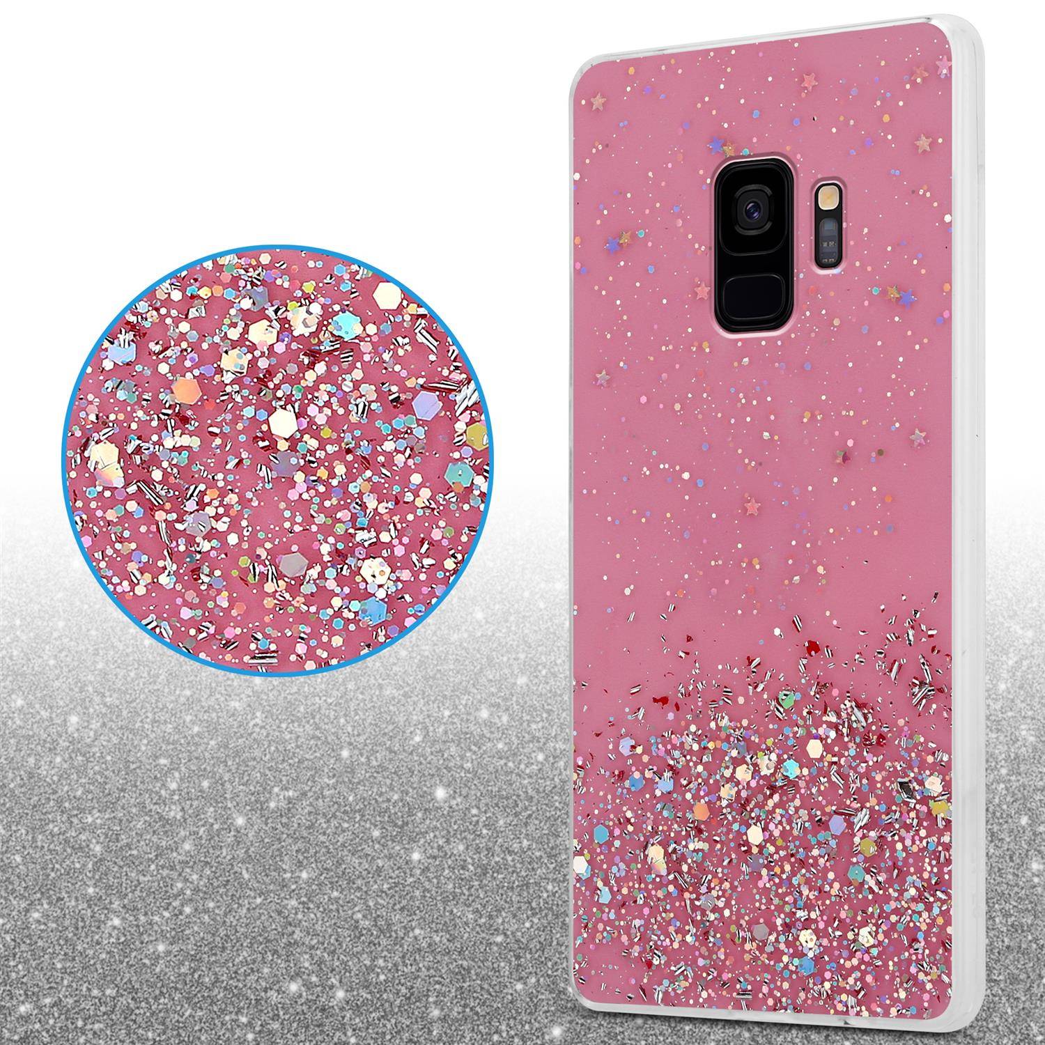 Cadorabo Hülle für Samsung Galaxy S9 Schutz Hülle in Rosa Handyhülle TPU Etui Glitter Cover Case Glitzer