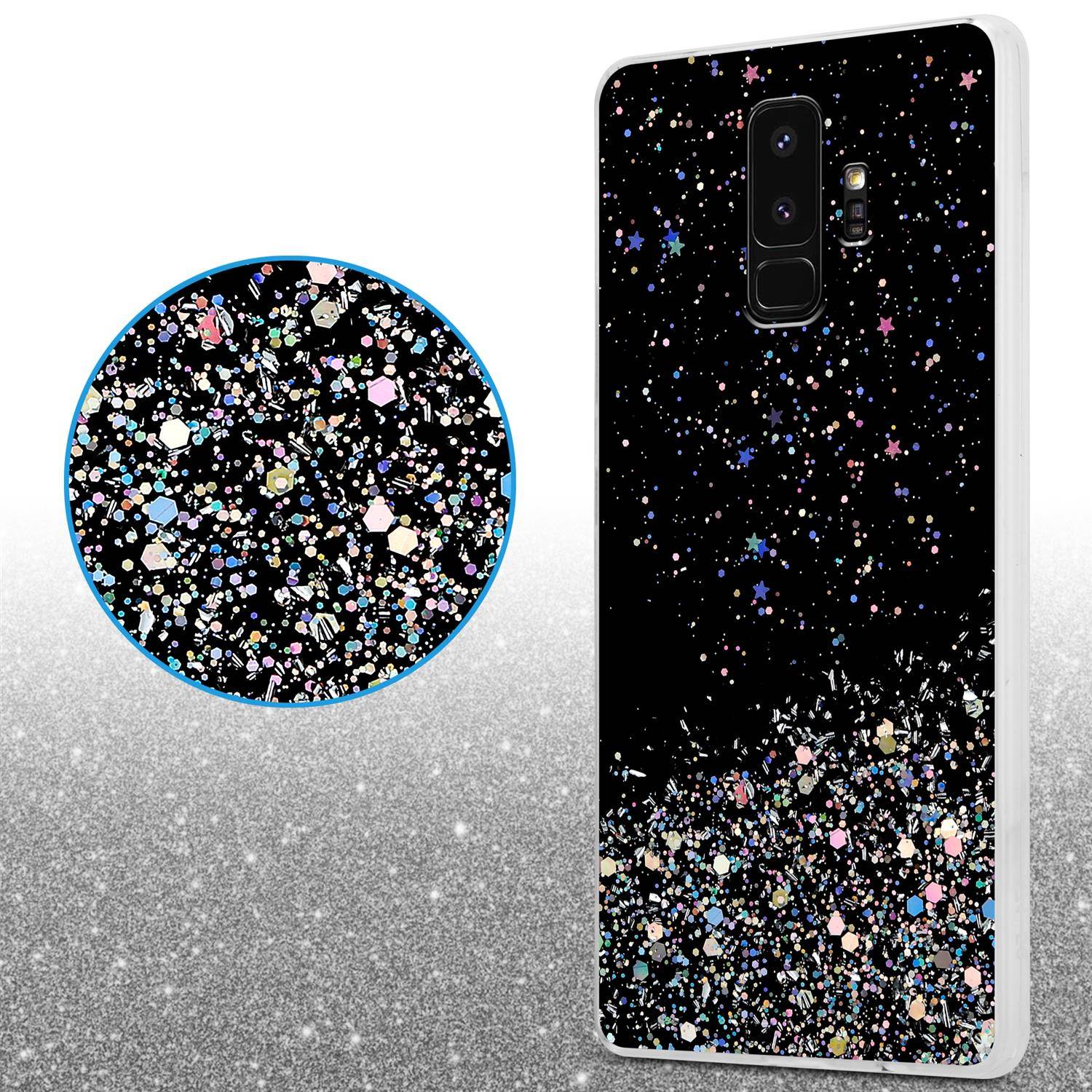 Cadorabo Hülle für Samsung Galaxy S9 PLUS Schutz Hülle in Schwarz Handyhülle TPU Etui Glitter Cover Case Glitzer