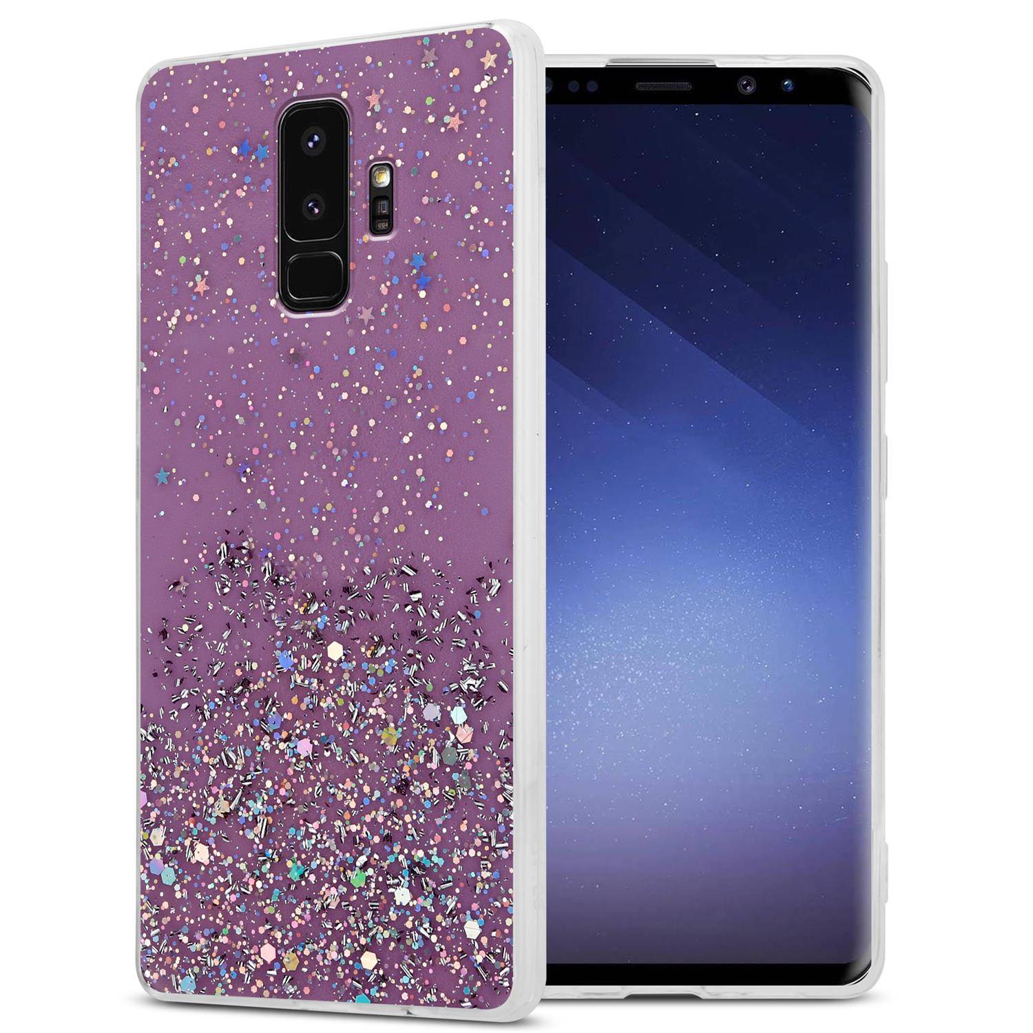 Cadorabo Hülle für Samsung Galaxy S9 PLUS Schutz Hülle in Lila Handyhülle TPU Etui Glitter Cover Case Glitzer