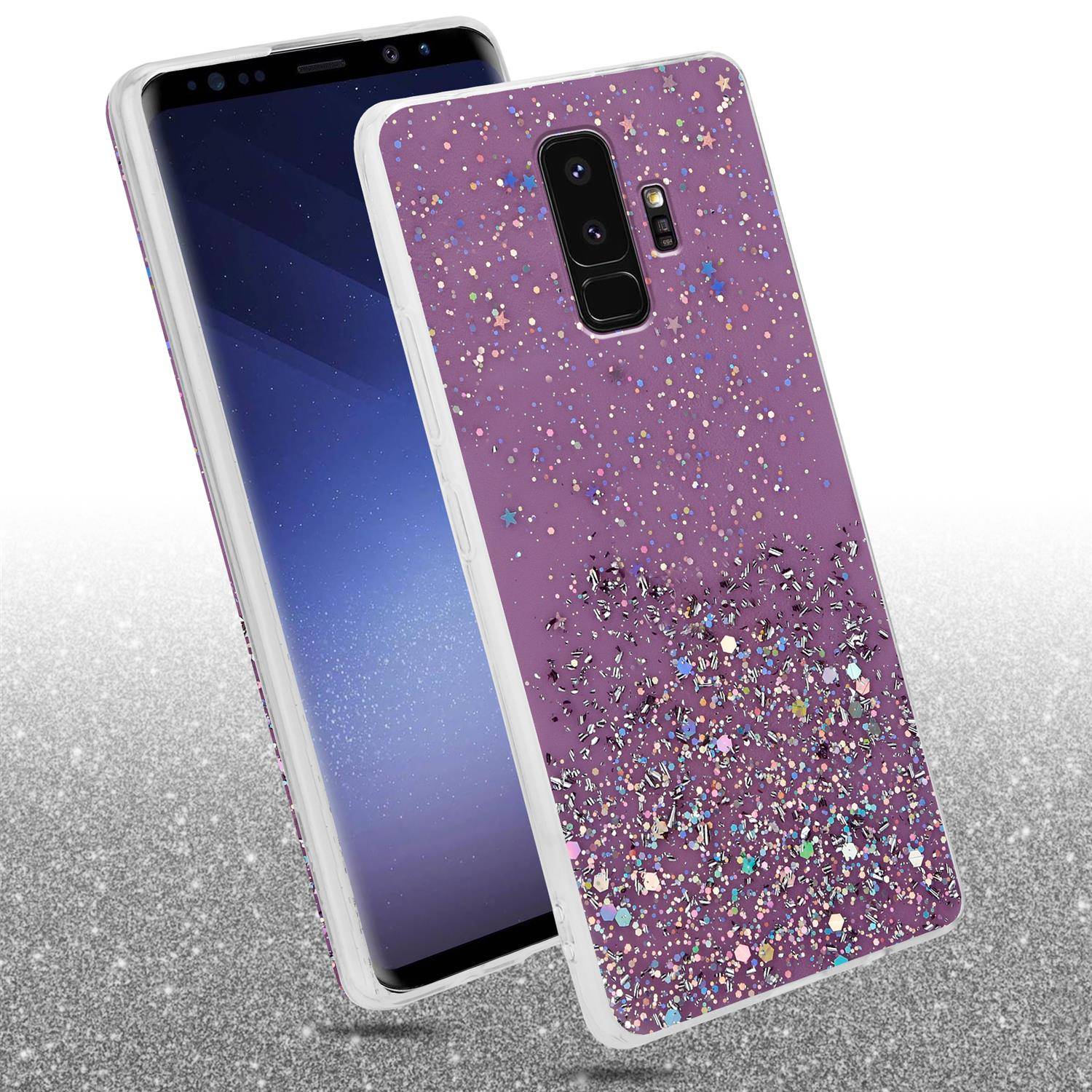 Cadorabo Hülle für Samsung Galaxy S9 PLUS Schutz Hülle in Lila Handyhülle TPU Etui Glitter Cover Case Glitzer