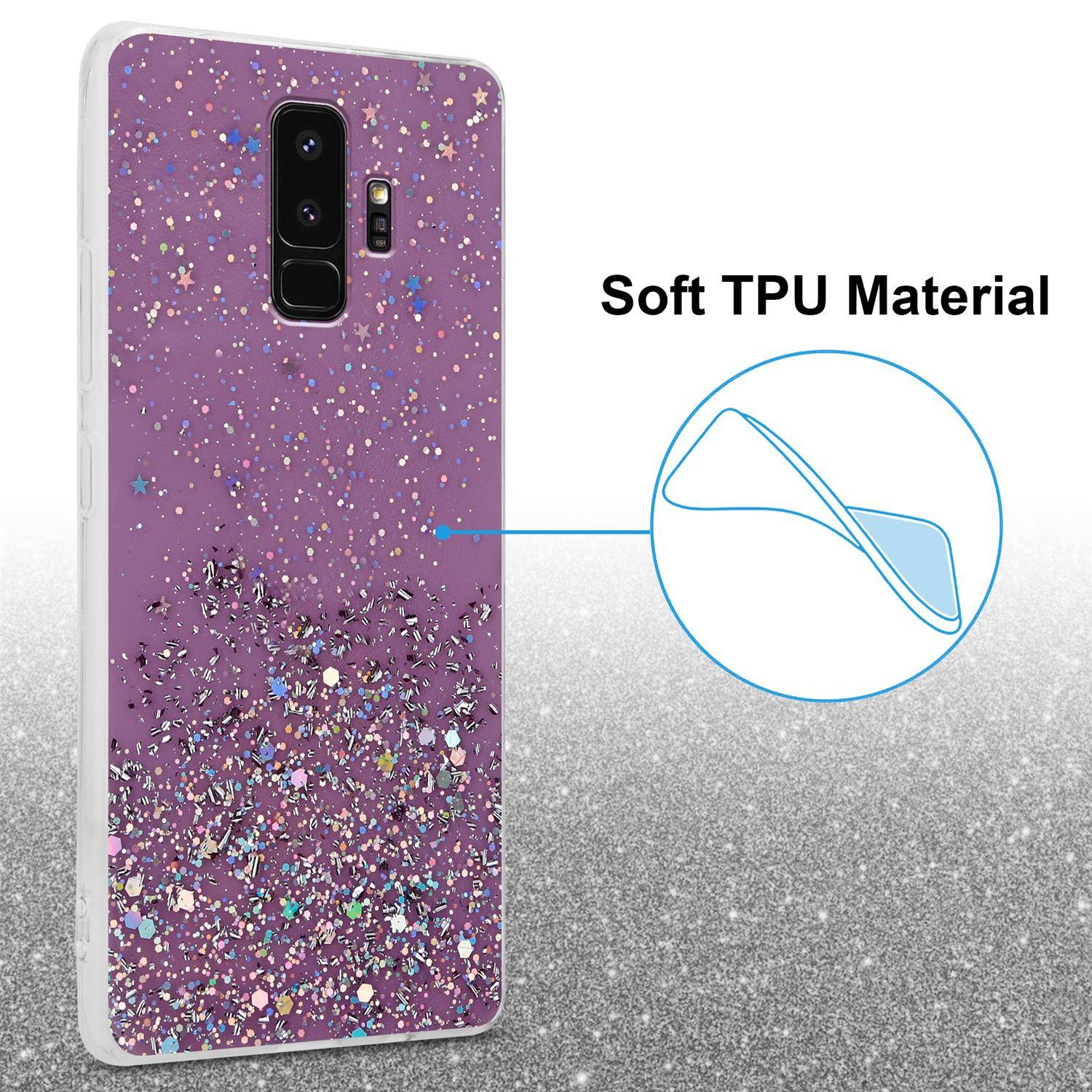 Cadorabo Hülle für Samsung Galaxy S9 PLUS Schutz Hülle in Lila Handyhülle TPU Etui Glitter Cover Case Glitzer