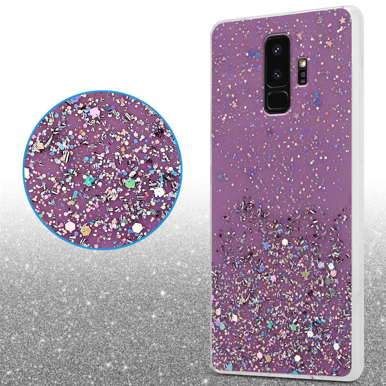 Cadorabo Hülle für Samsung Galaxy S9 PLUS Schutz Hülle in Lila Handyhülle TPU Etui Glitter Cover Case Glitzer