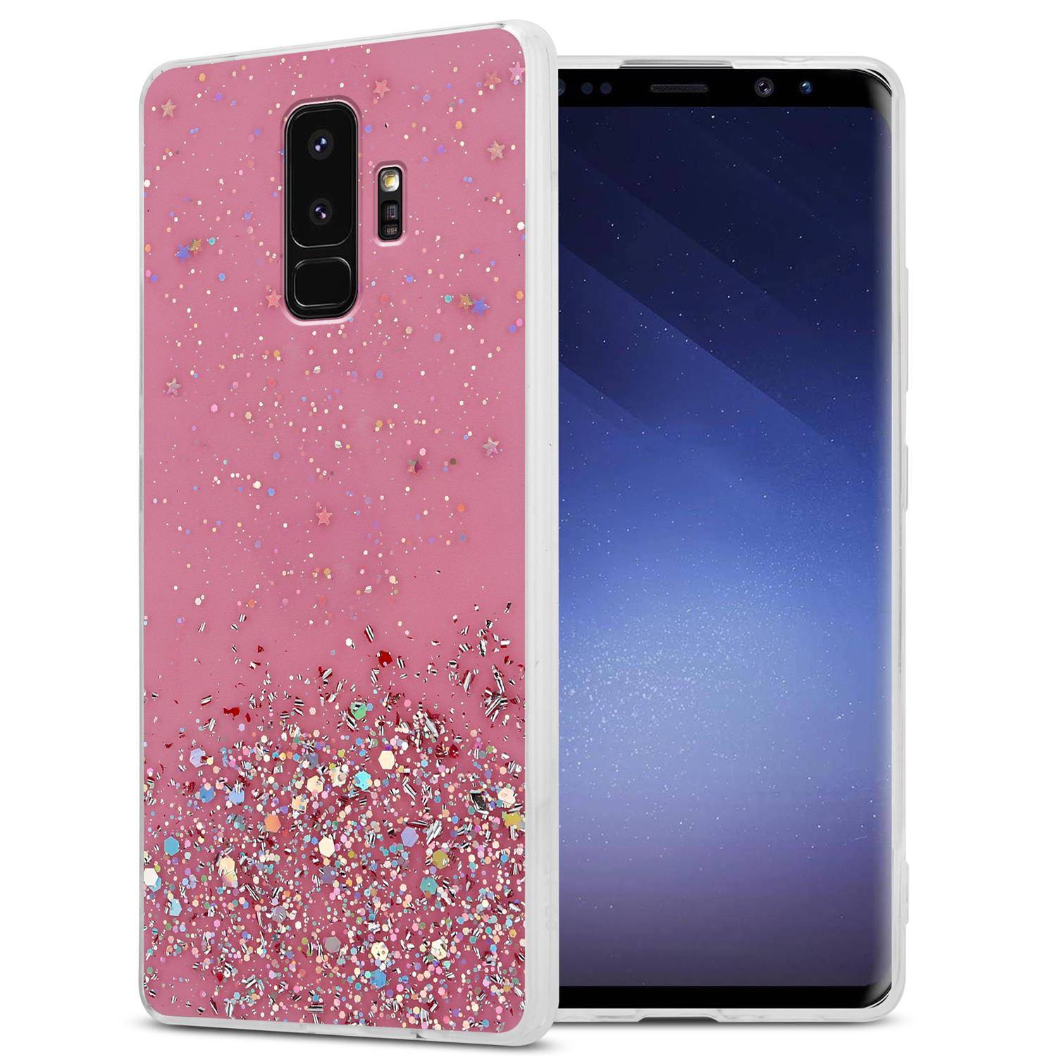 Cadorabo Hülle für Samsung Galaxy S9 PLUS Schutz Hülle in Rosa Handyhülle TPU Etui Glitter Cover Case Glitzer
