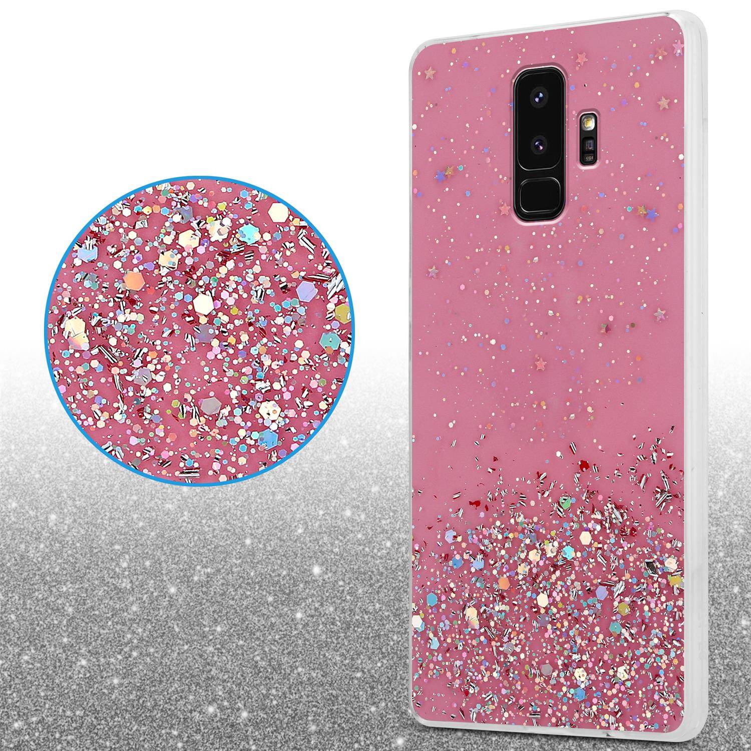 Cadorabo Hülle für Samsung Galaxy S9 PLUS Schutz Hülle in Rosa Handyhülle TPU Etui Glitter Cover Case Glitzer
