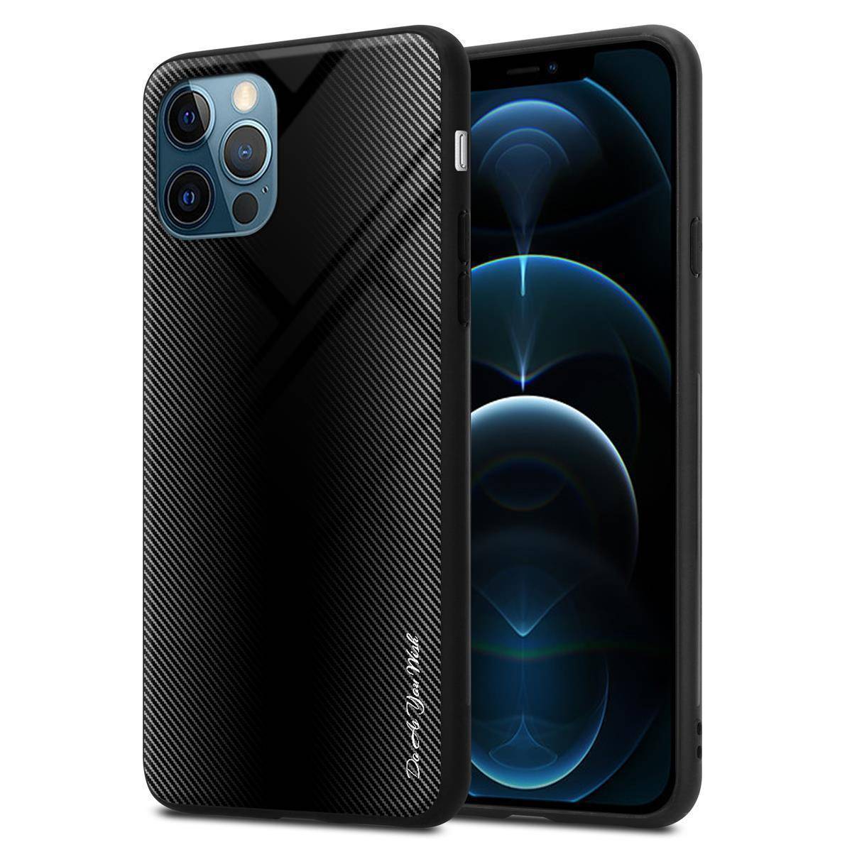 Cadorabo Hülle für Apple iPhone 13 MINI Schutz Hülle in Schwarz Handyhülle TPU Etui Cover Case Tempered Glas