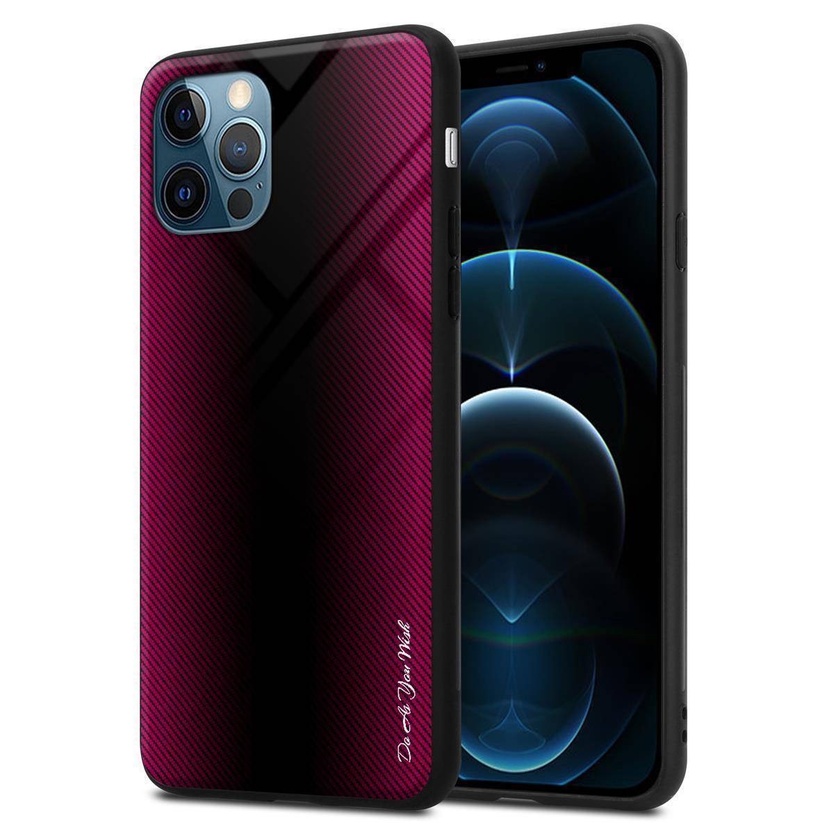 Cadorabo Hülle für Apple iPhone 13 PRO MAX Schutz Hülle in Pink Handyhülle TPU Etui Cover Case Tempered Glas