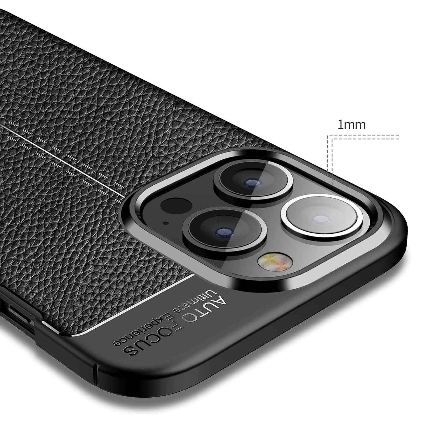 Cadorabo Hülle für Apple iPhone 13 PRO Schutzhülle in Schwarz Handyhülle TPU Etui Kunstleder-Applikation
