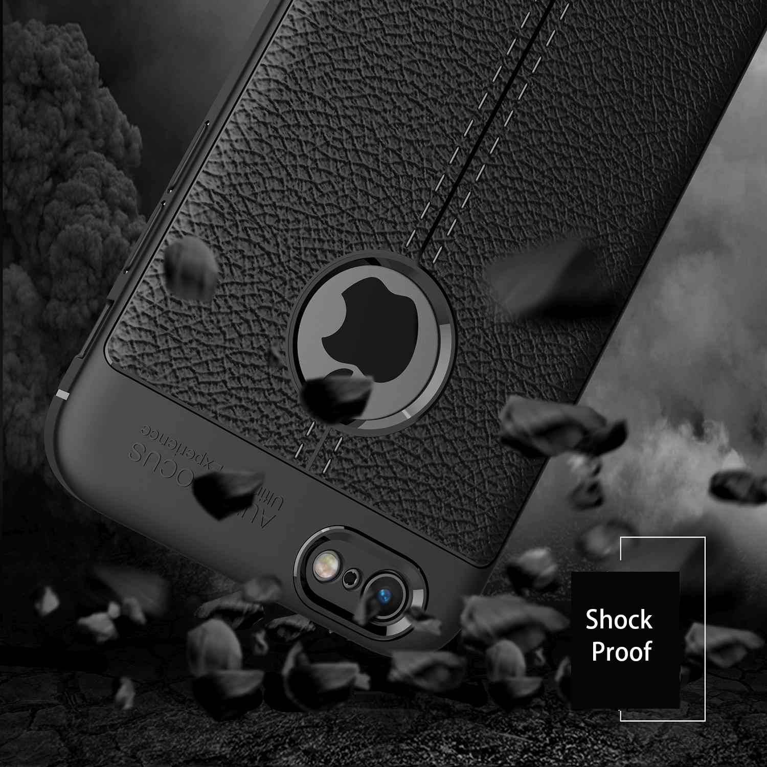Cadorabo Hülle für Apple iPhone 6 / 6S Schutzhülle in Schwarz Handyhülle TPU Etui Kunstleder-Applikation