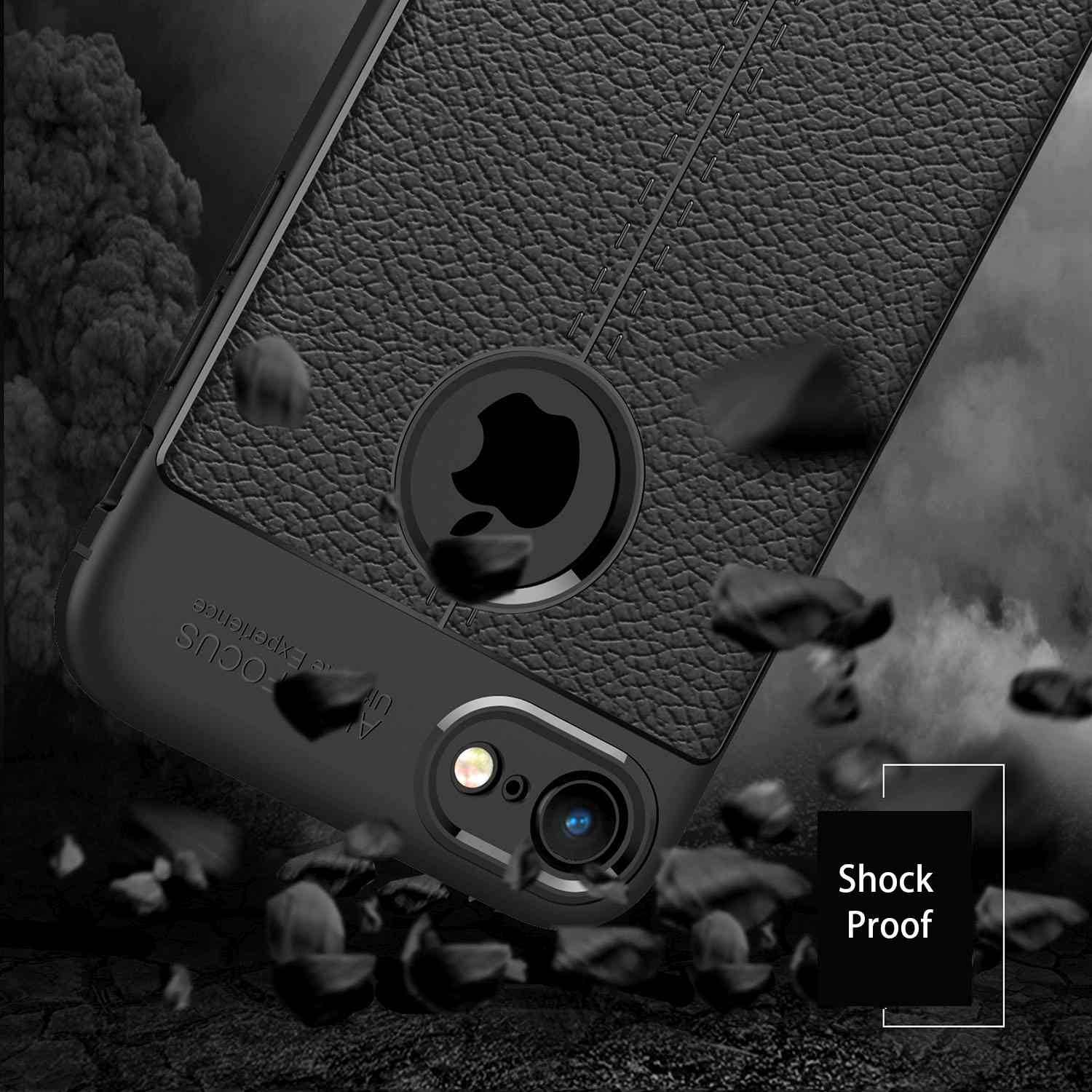 Cadorabo Hülle für Apple iPhone 7 / 7S / 8 / SE 2020 Schutzhülle in Schwarz Handyhülle TPU Etui Kunstleder-Applikation